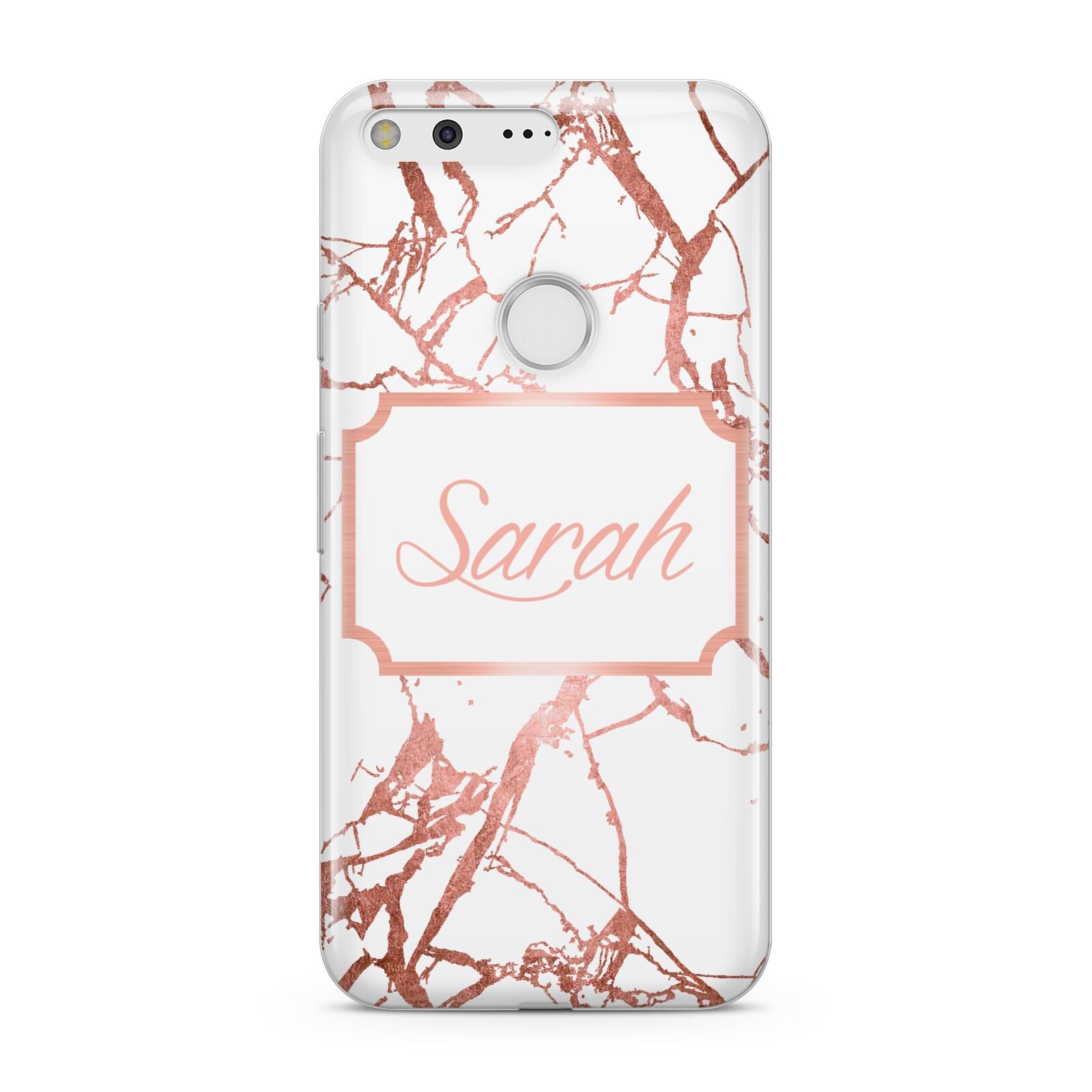 Personalised Rose Gold Marble Name Google Pixel Case