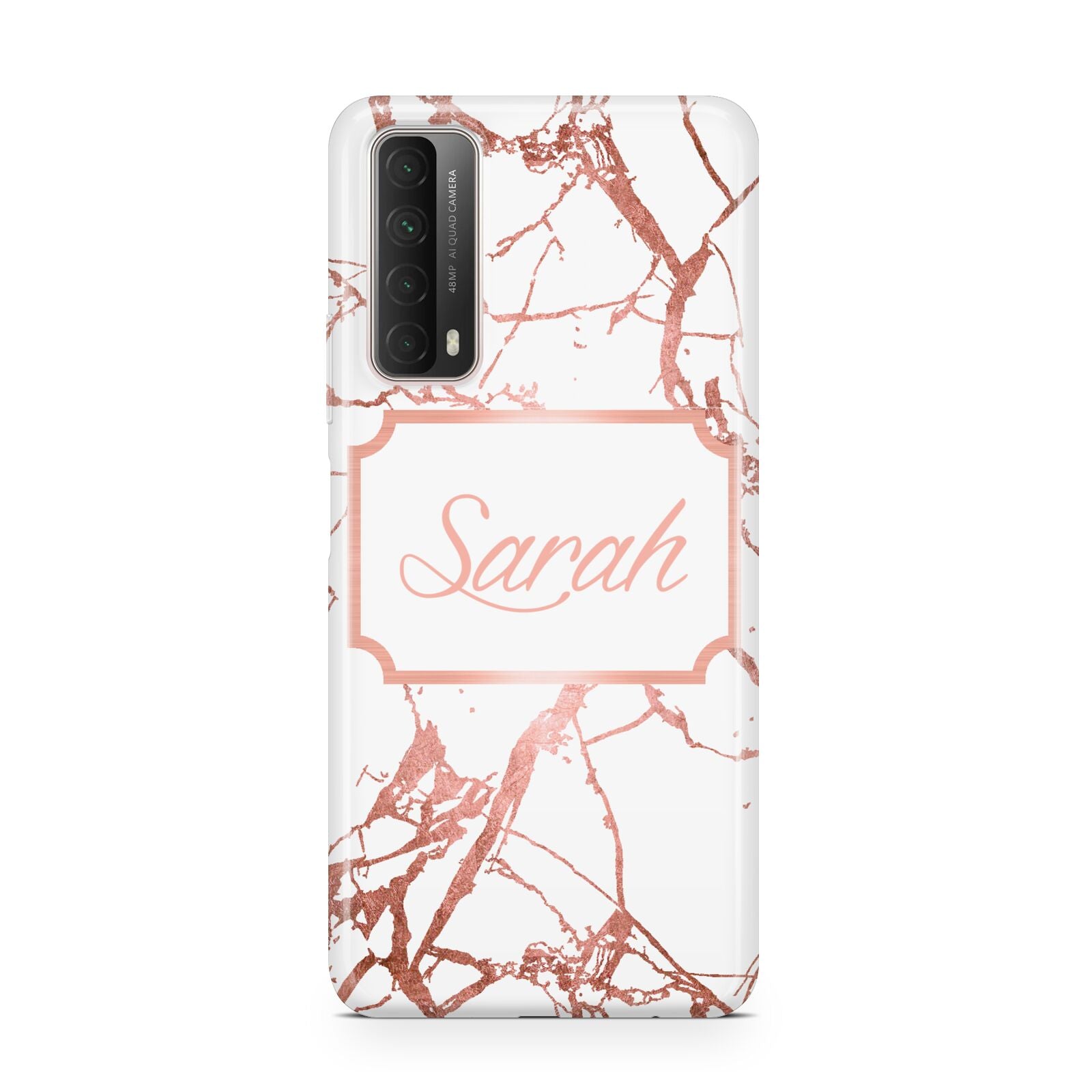 Personalised Rose Gold Marble Name Huawei P Smart 2021