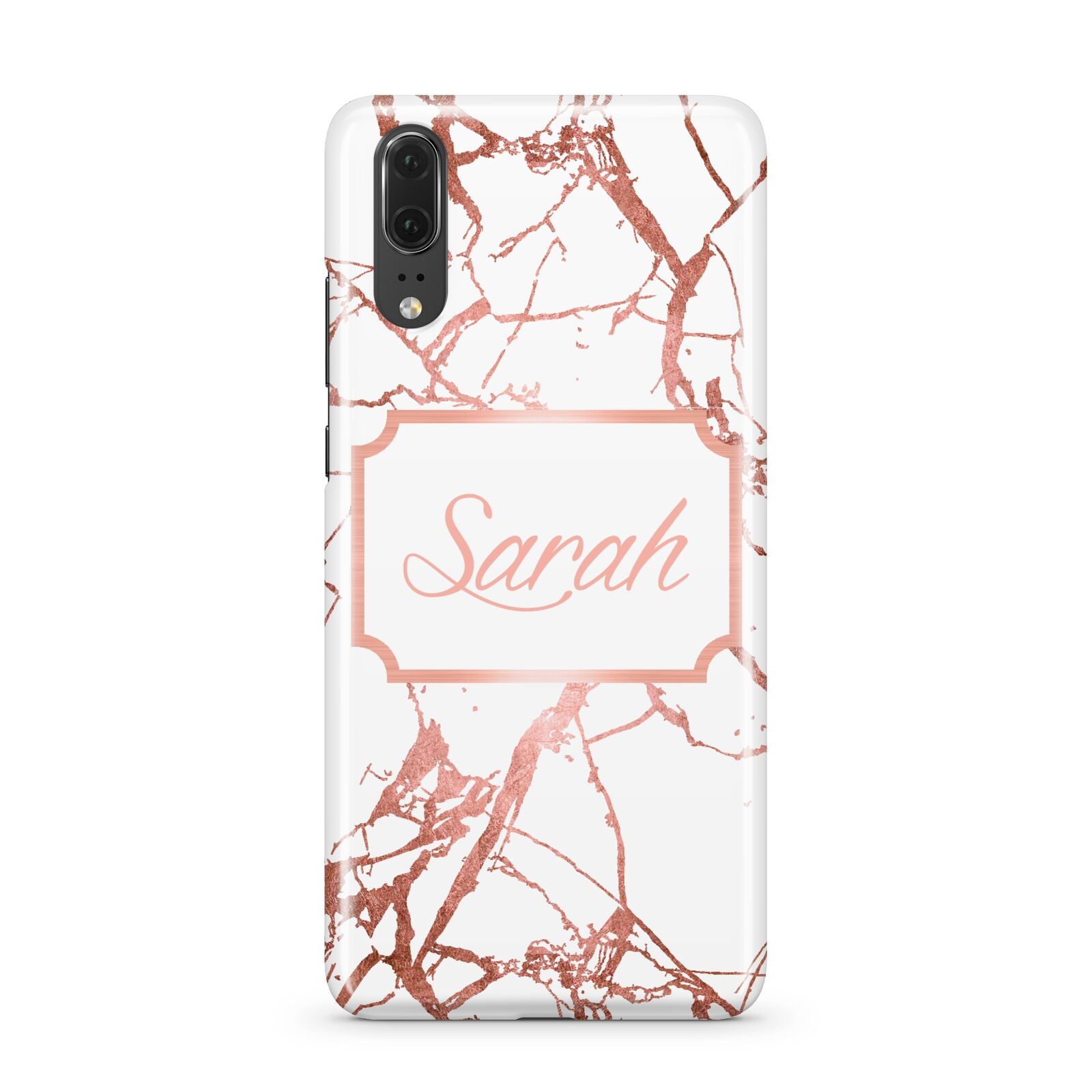 Personalised Rose Gold Marble Name Huawei P20 Phone Case