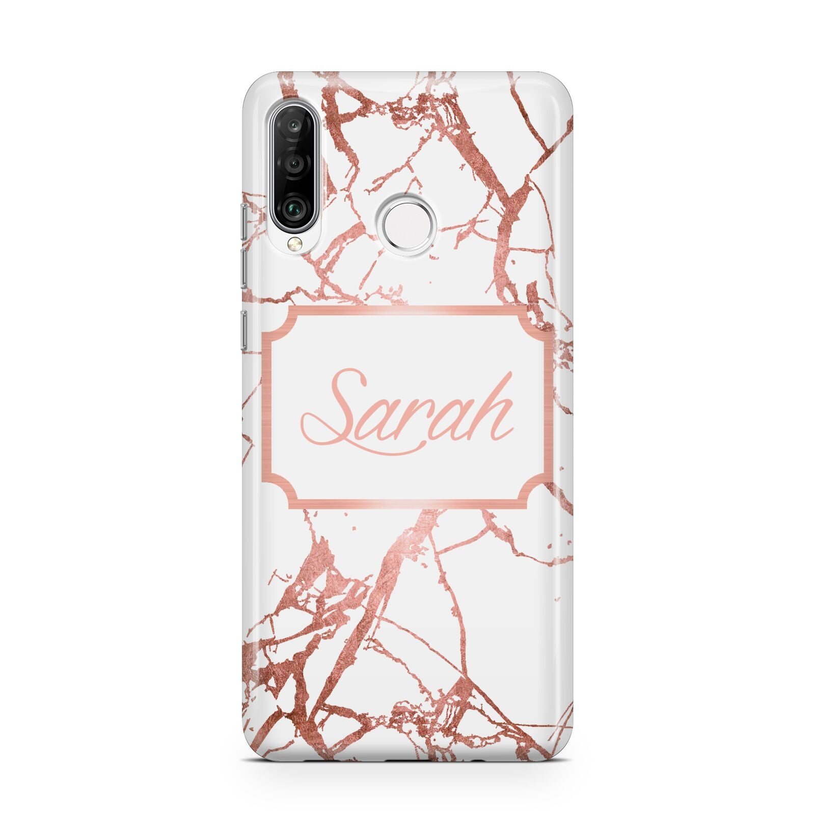 Personalised Rose Gold Marble Name Huawei P30 Lite Phone Case