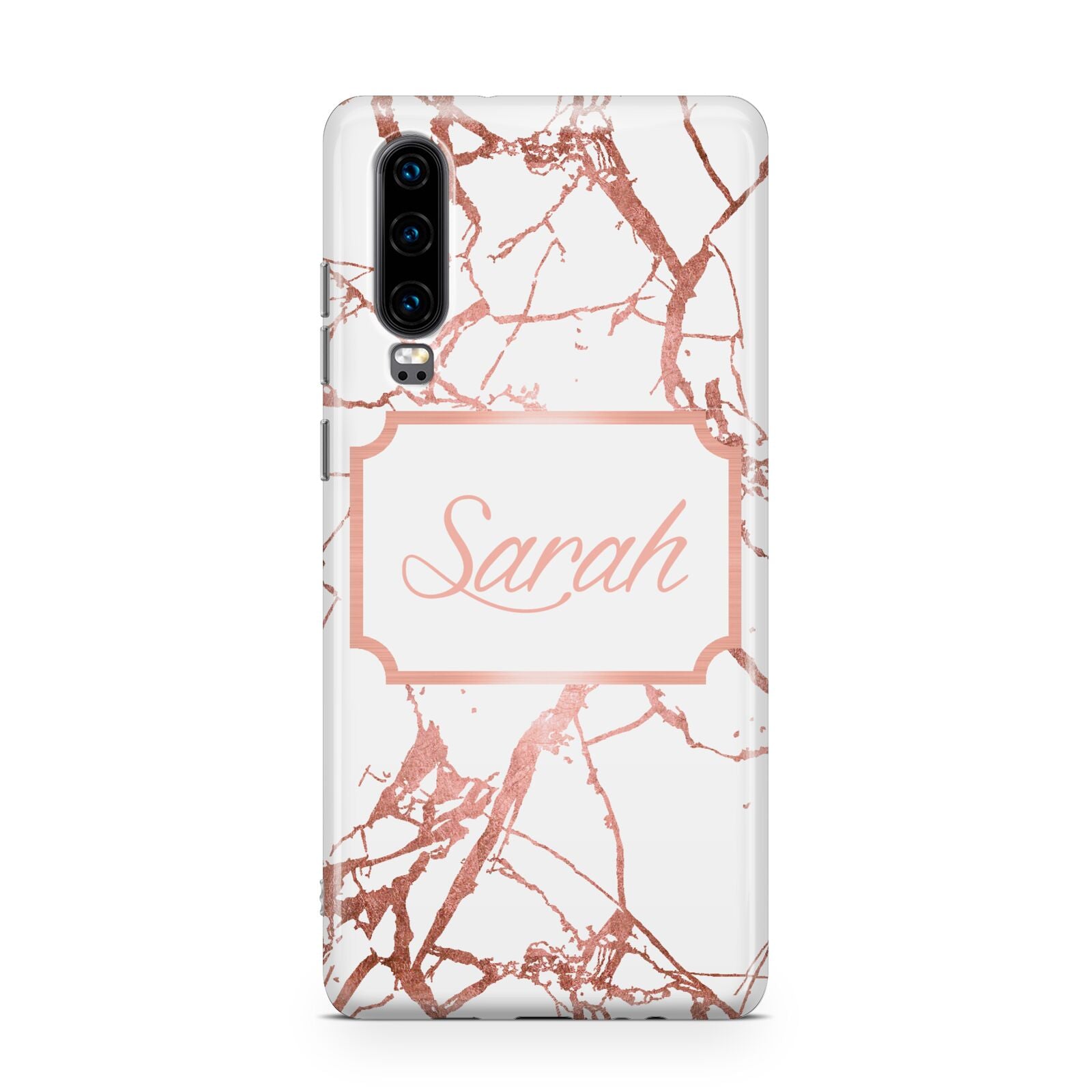 Personalised Rose Gold Marble Name Huawei P30 Phone Case
