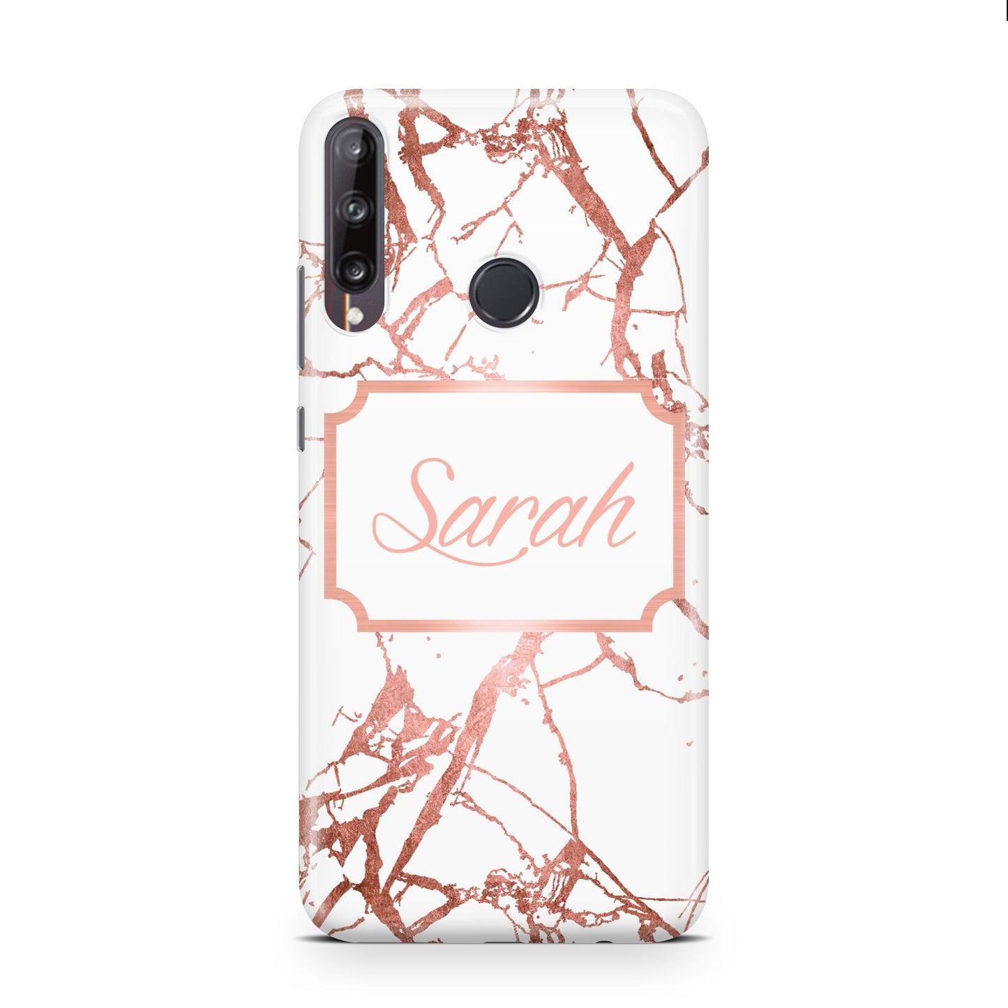 Personalised Rose Gold Marble Name Huawei P40 Lite E Phone Case