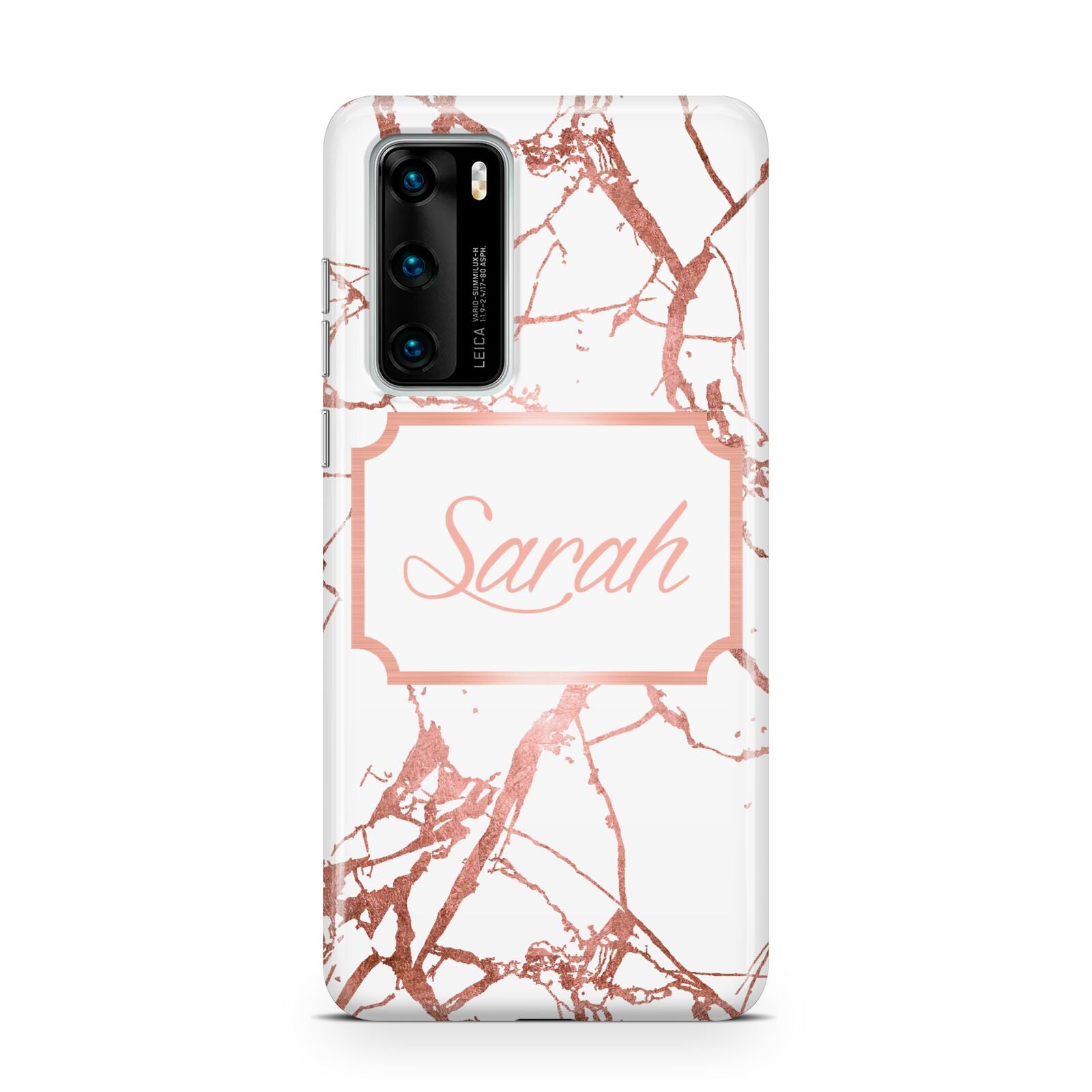 Personalised Rose Gold Marble Name Huawei P40 Phone Case