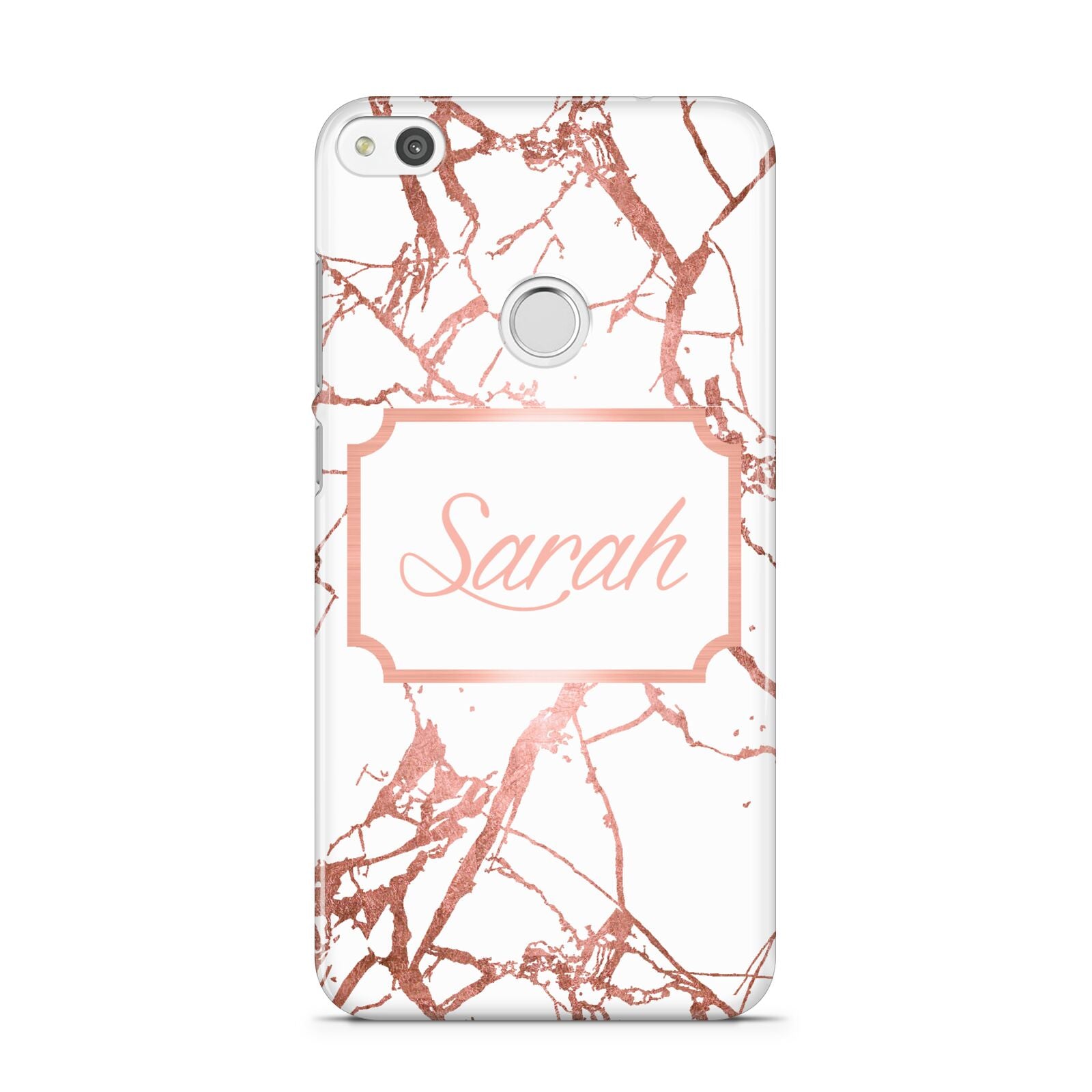 Personalised Rose Gold Marble Name Huawei P8 Lite Case