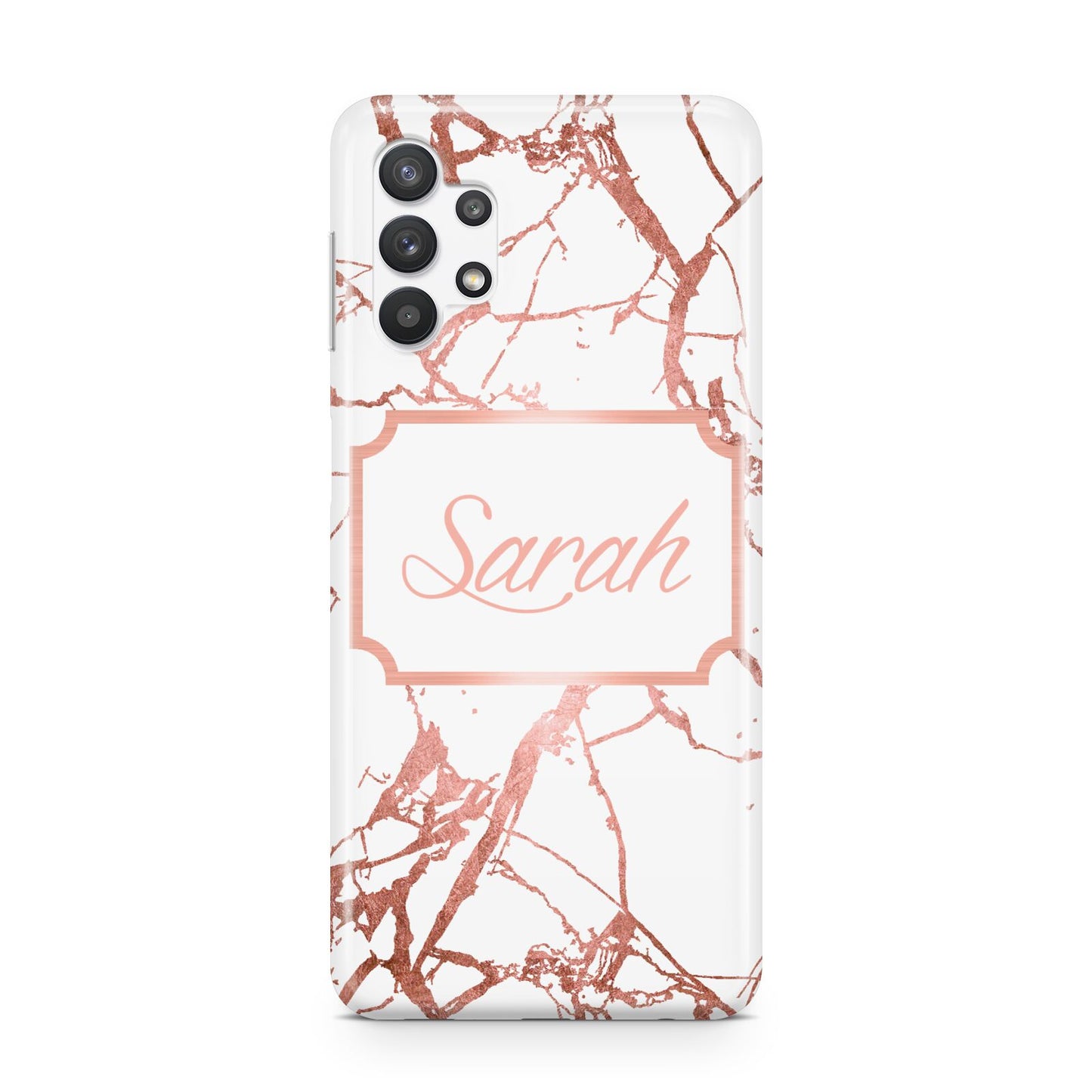 Personalised Rose Gold Marble Name Samsung A32 5G Case