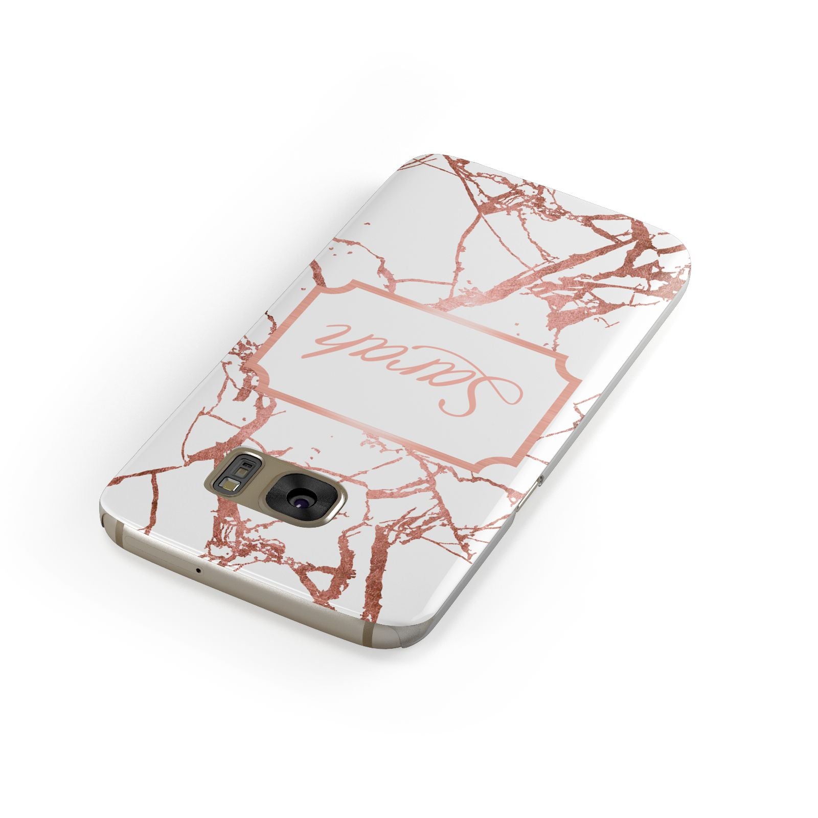 Personalised Rose Gold Marble Name Samsung Galaxy Case Front Close Up