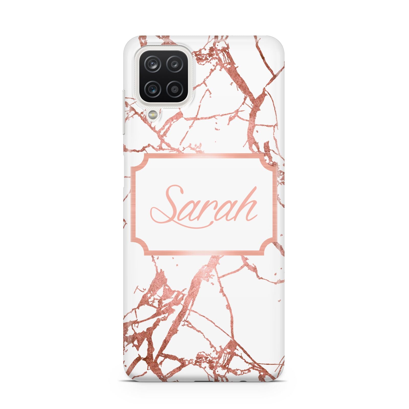 Personalised Rose Gold Marble Name Samsung M12 Case