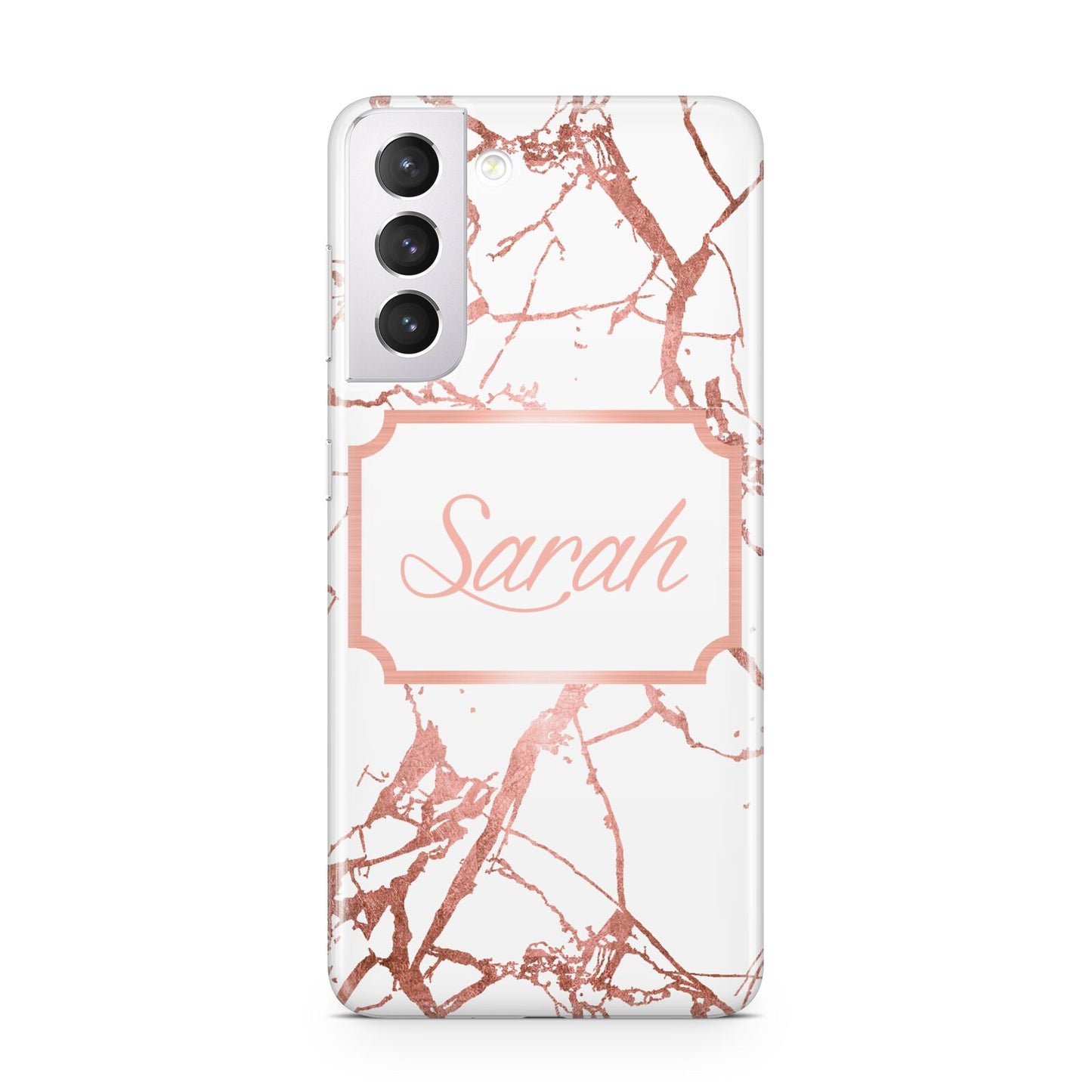 Personalised Rose Gold Marble Name Samsung S21 Case