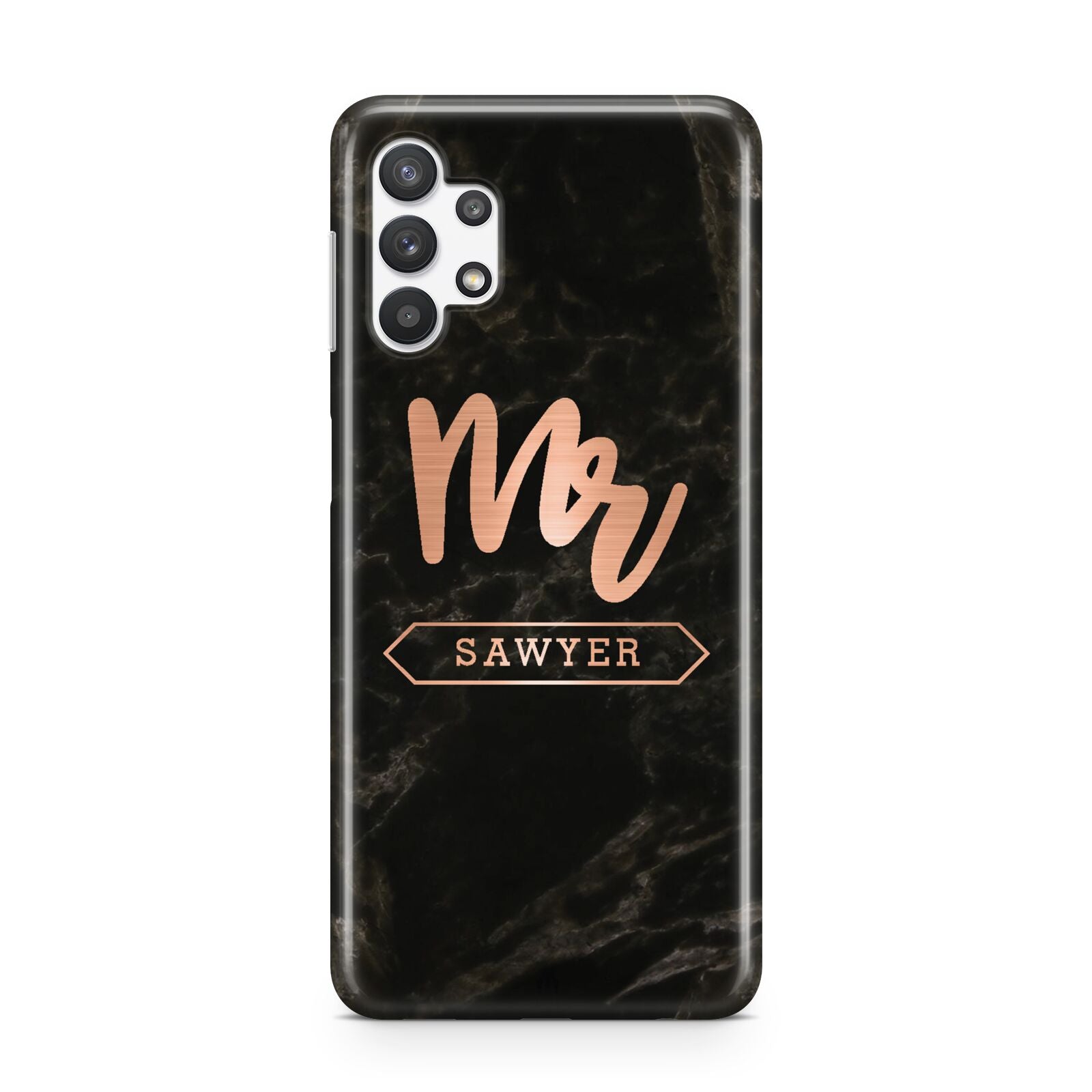 Personalised Rose Gold Mr Surname Marble Samsung A32 5G Case