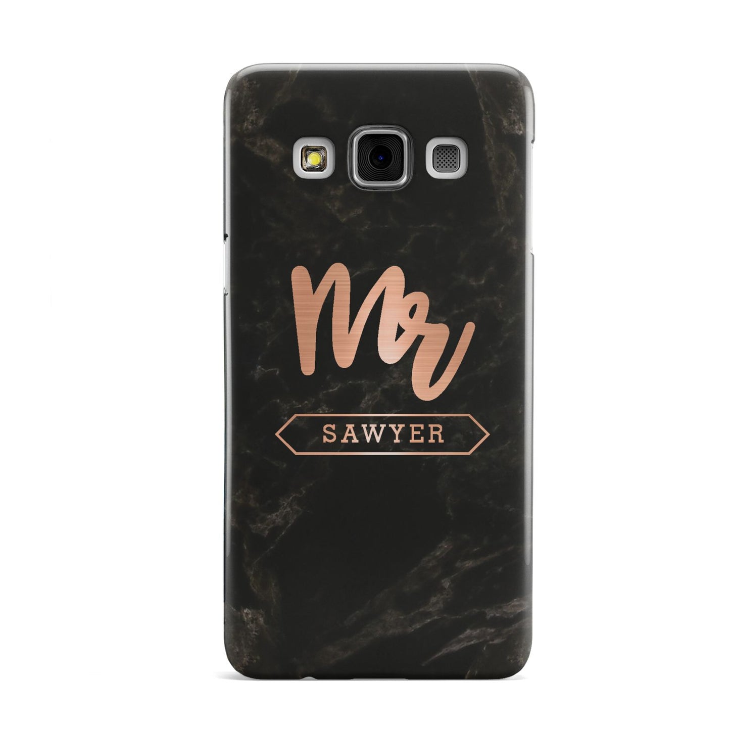 Personalised Rose Gold Mr Surname Marble Samsung Galaxy A3 Case