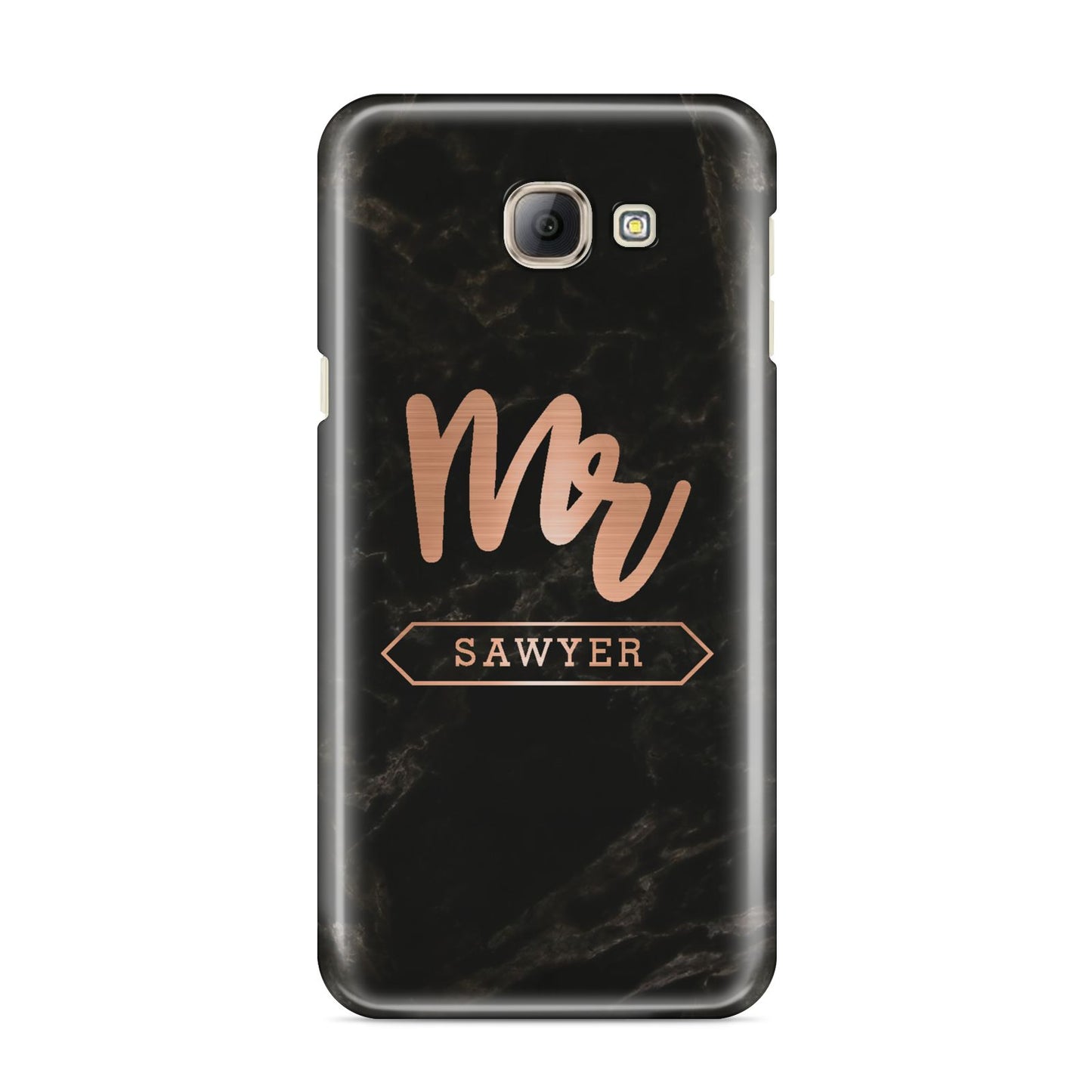 Personalised Rose Gold Mr Surname Marble Samsung Galaxy A8 2016 Case