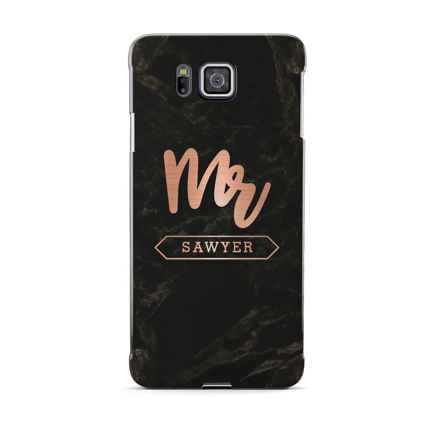 Personalised Rose Gold Mr Surname Marble Samsung Galaxy Alpha Case