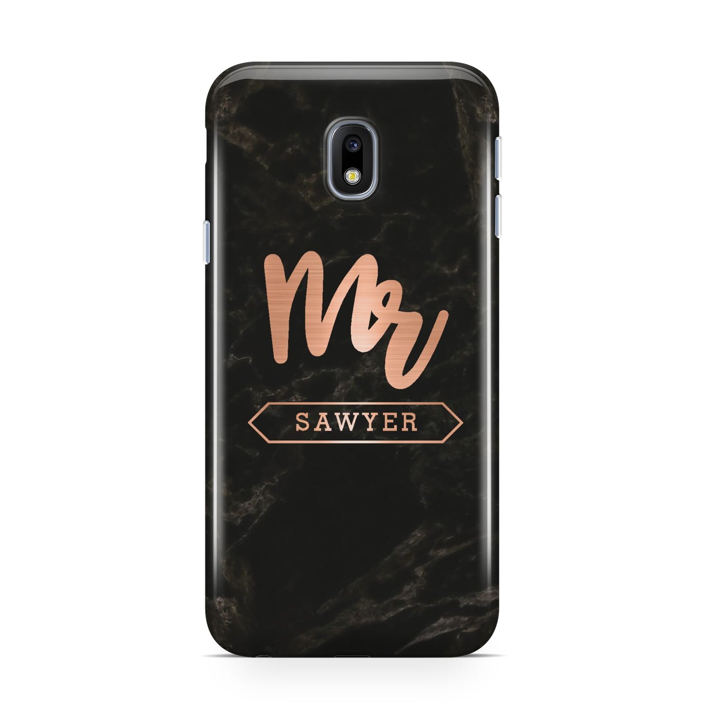 Personalised Rose Gold Mr Surname Marble Samsung Galaxy J3 2017 Case