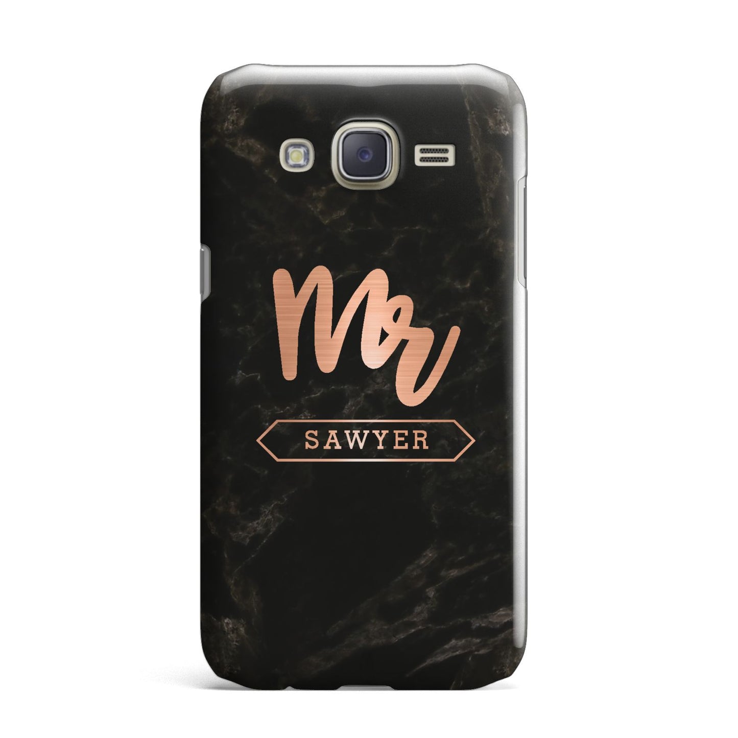 Personalised Rose Gold Mr Surname Marble Samsung Galaxy J7 Case