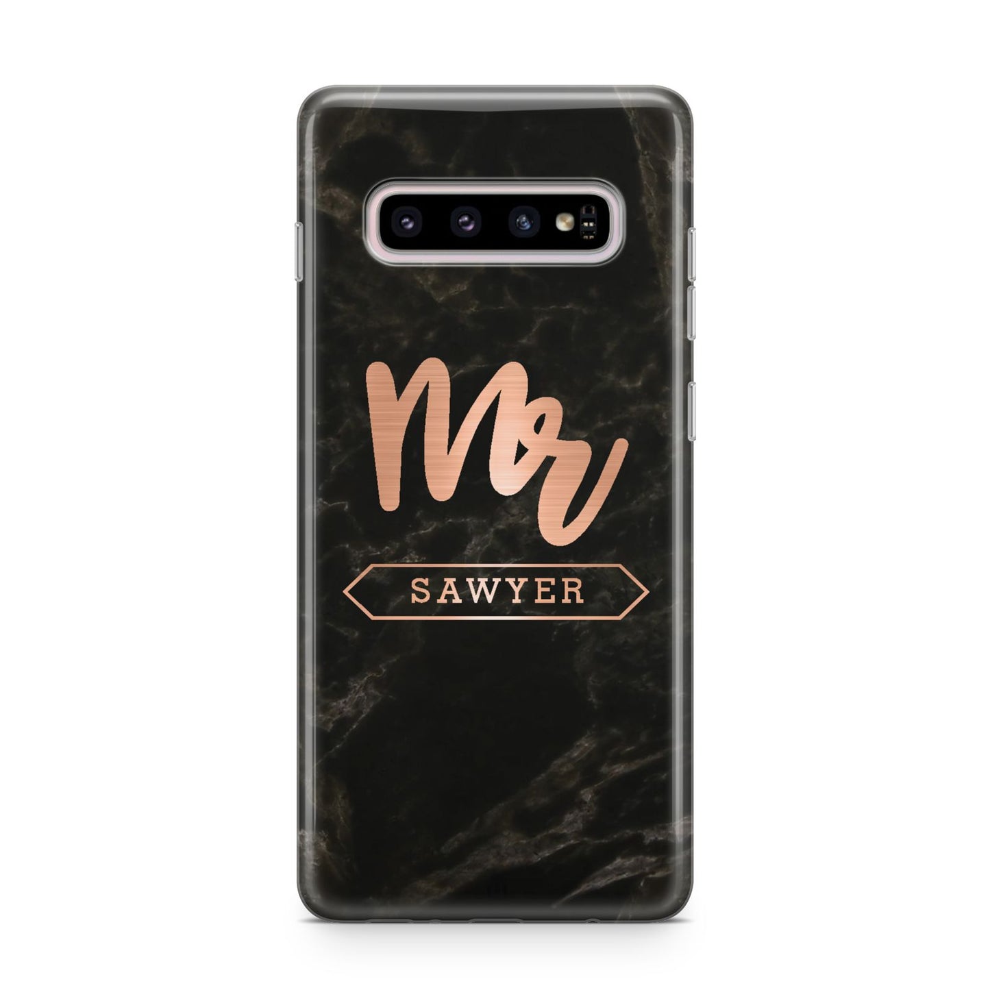 Personalised Rose Gold Mr Surname Marble Samsung Galaxy S10 Plus Case