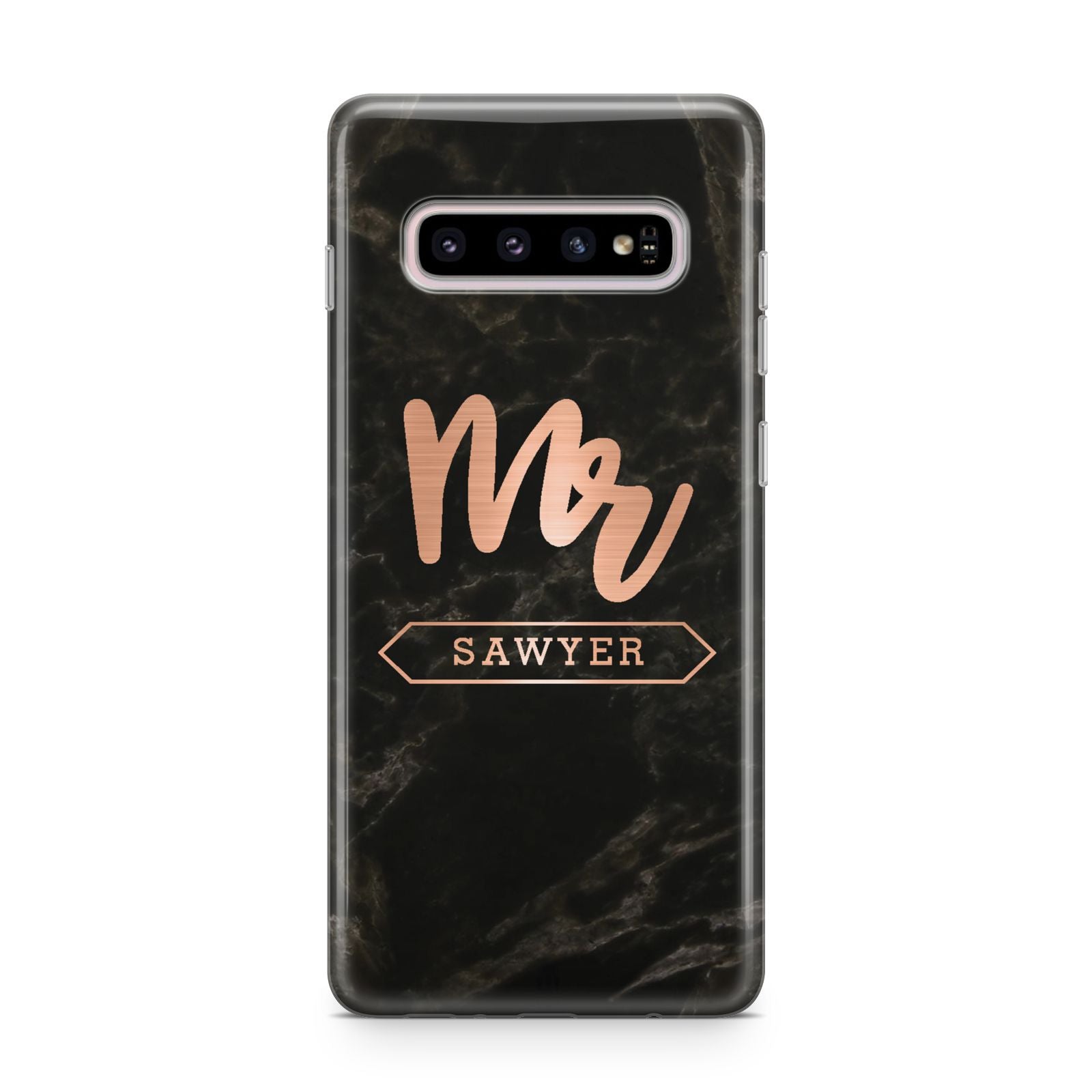 Personalised Rose Gold Mr Surname Marble Samsung Galaxy S10 Plus Case