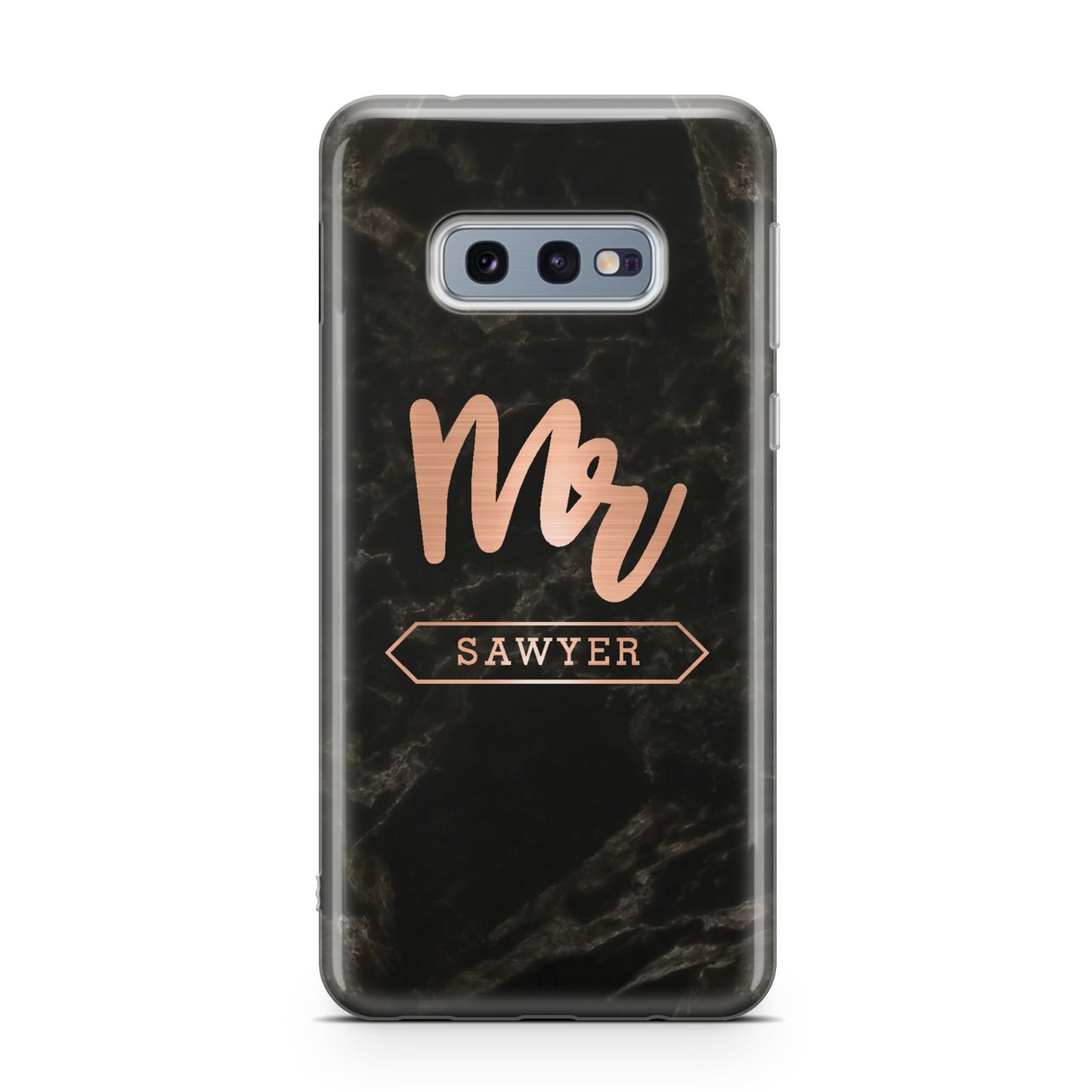 Personalised Rose Gold Mr Surname Marble Samsung Galaxy S10E Case