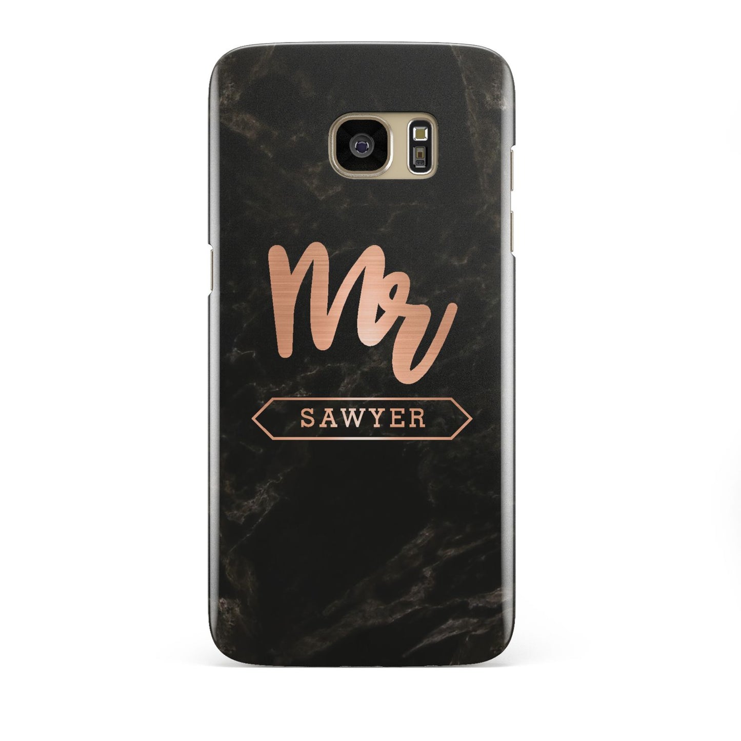 Personalised Rose Gold Mr Surname Marble Samsung Galaxy S7 Edge Case