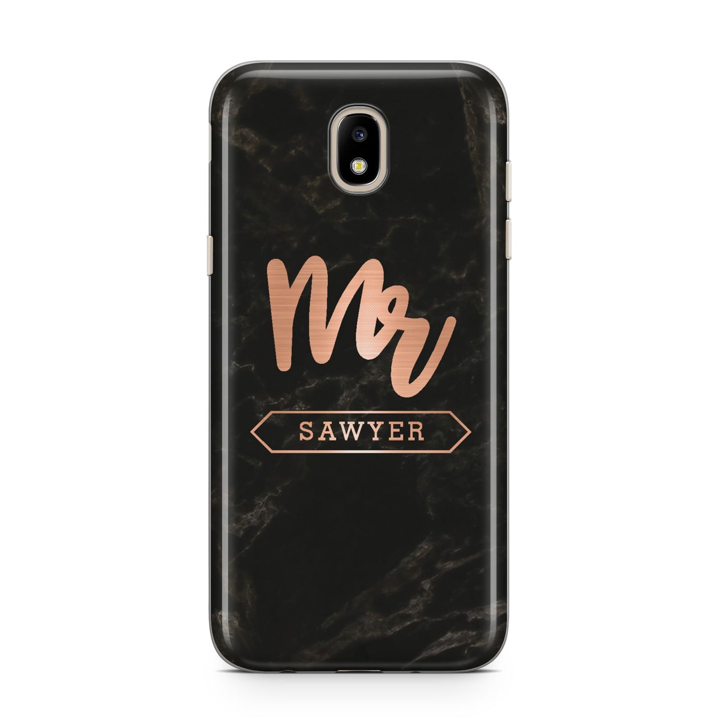 Personalised Rose Gold Mr Surname Marble Samsung J5 2017 Case