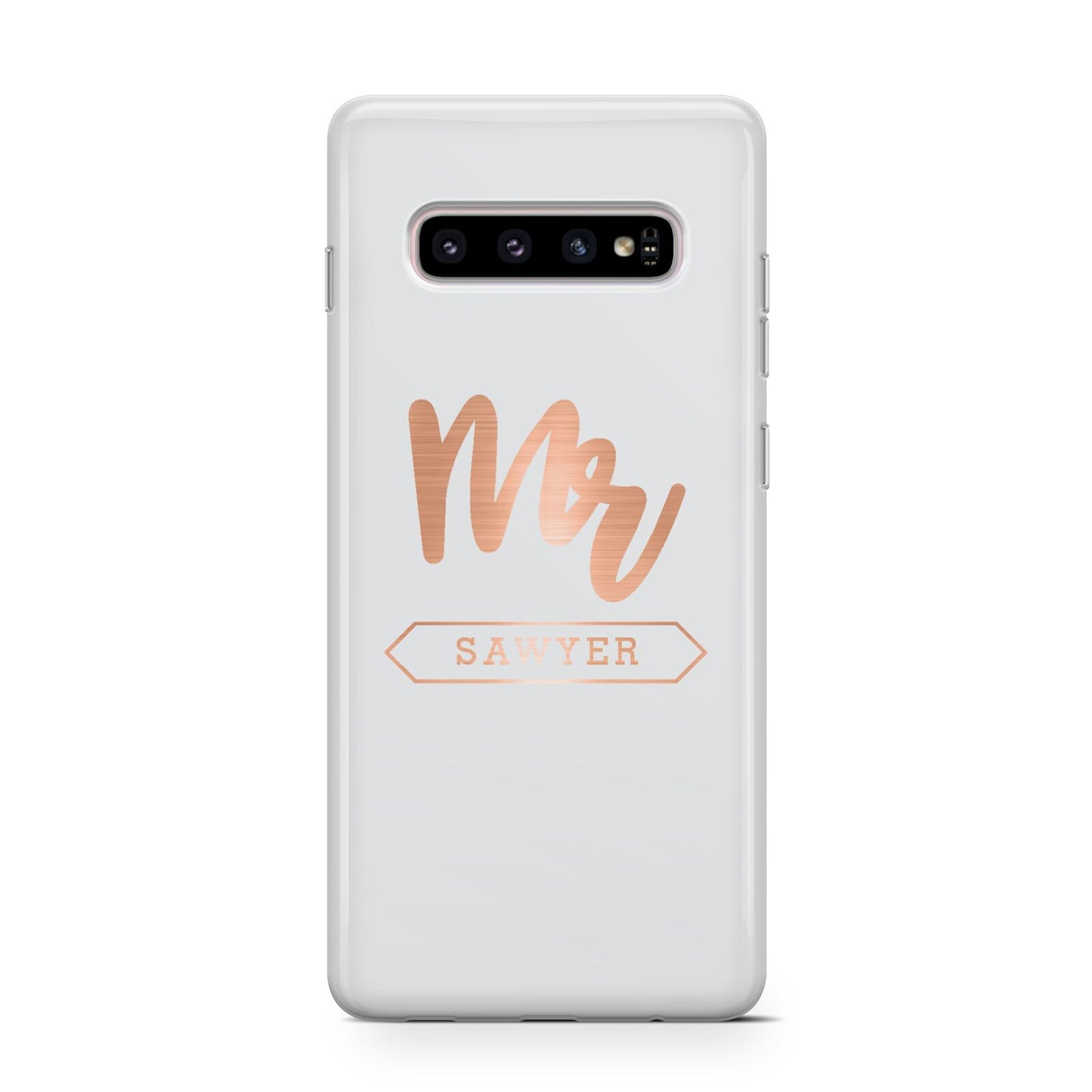 Personalised Rose Gold Mr Surname On Grey Protective Samsung Galaxy Case