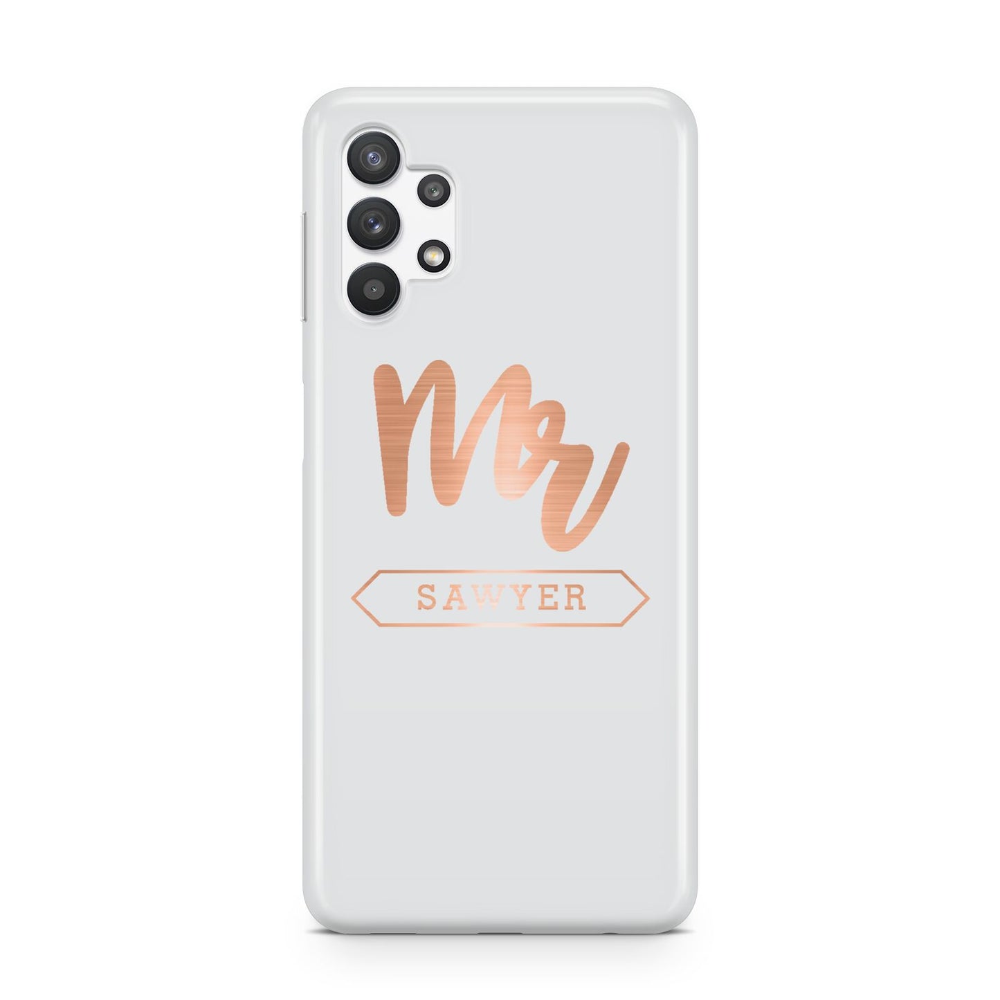 Personalised Rose Gold Mr Surname On Grey Samsung A32 5G Case