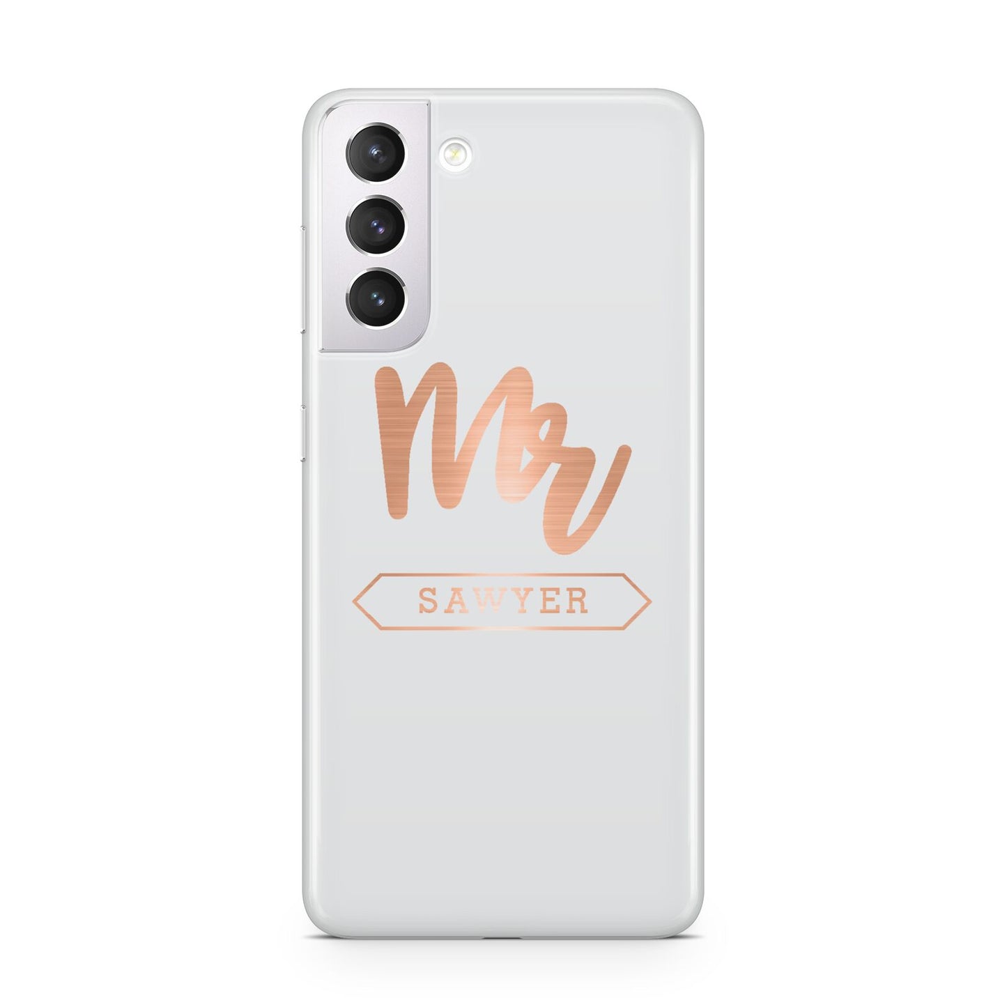 Personalised Rose Gold Mr Surname On Grey Samsung S21 Case