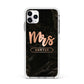 Personalised Rose Gold Mrs Surname Marble Apple iPhone 11 Pro Max in Silver with White Impact Case