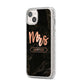 Personalised Rose Gold Mrs Surname Marble iPhone 14 Plus Glitter Tough Case Starlight Angled Image