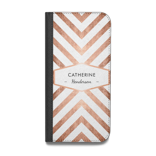 Personalised Rose Gold Name Or Initials Custom Vegan Leather Flip iPhone Case