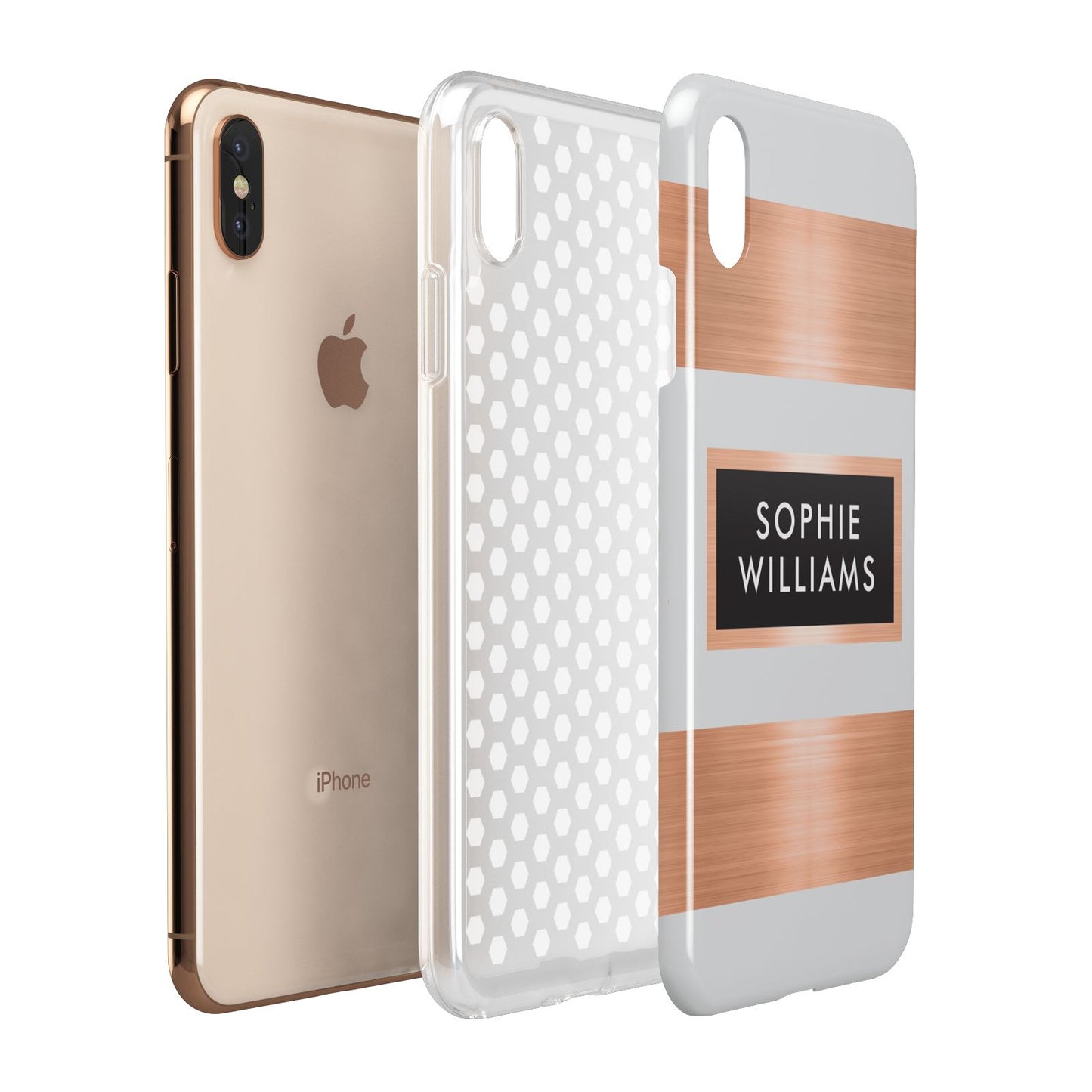 Personalised Rose Gold Name Text Initials Apple iPhone Xs Max 3D Tough Case Expanded View