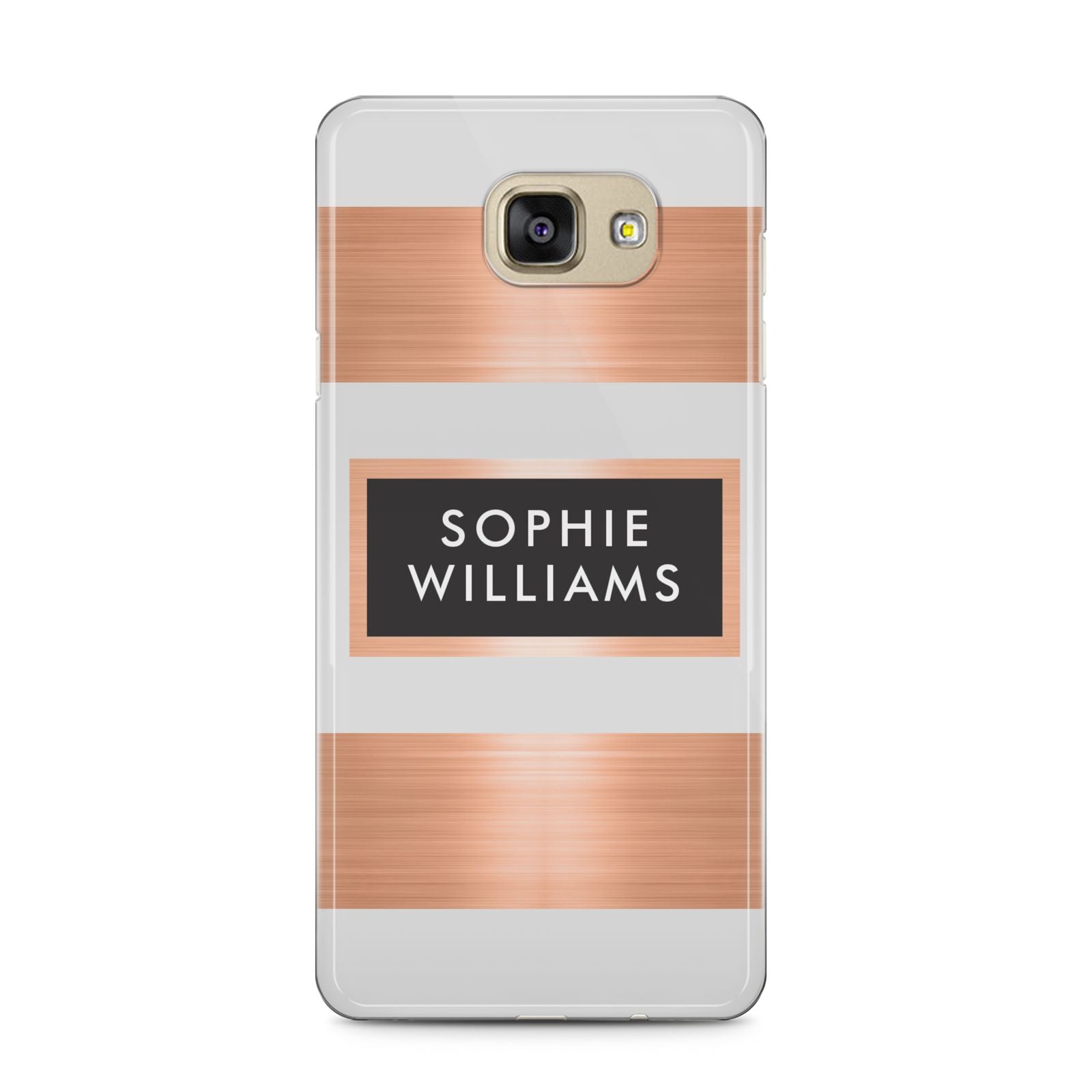 Personalised Rose Gold Name Text Initials Samsung Galaxy A5 2016 Case on gold phone