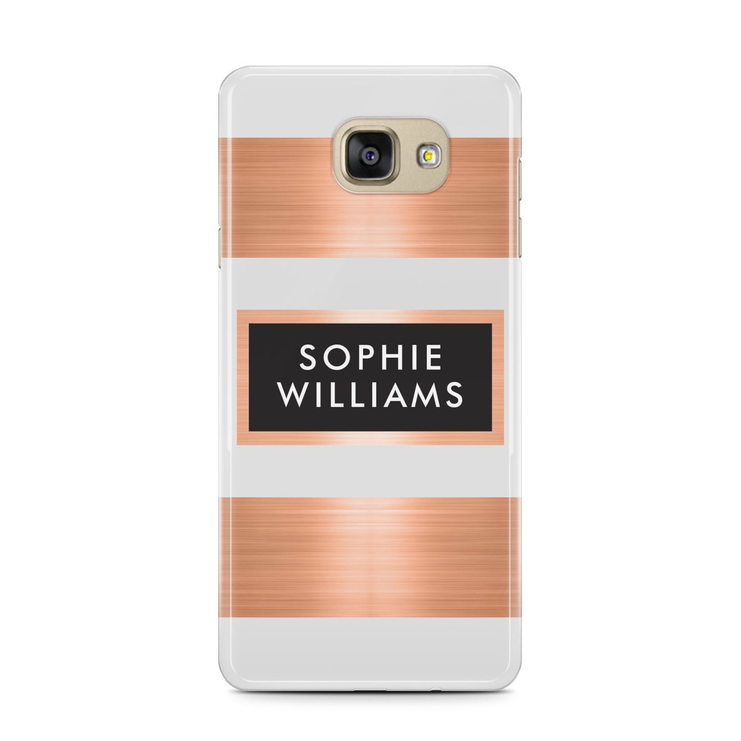 Personalised Rose Gold Name Text Initials Samsung Galaxy A7 2016 Case on gold phone