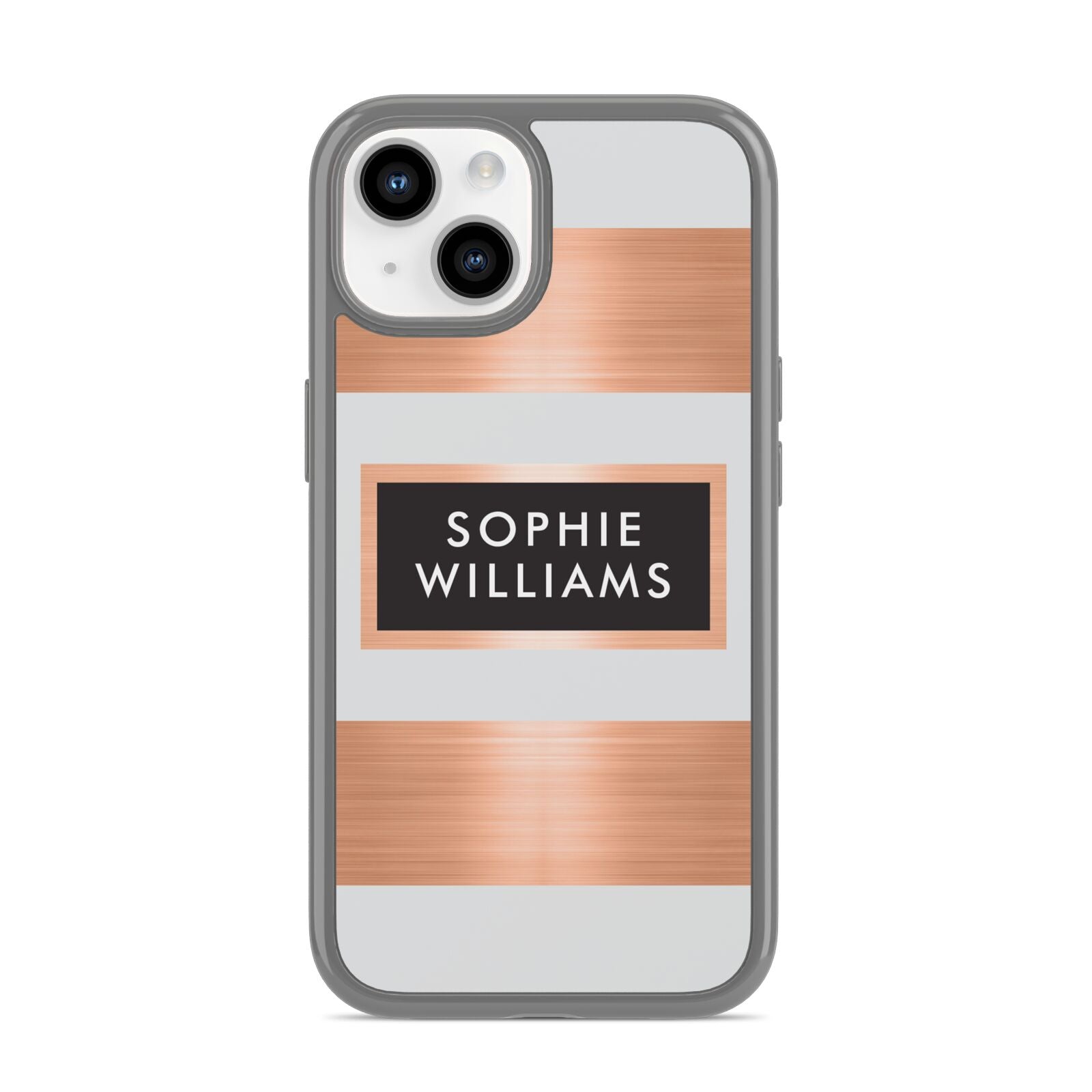 Personalised Rose Gold Name Text Initials iPhone 14 Clear Tough Case Starlight