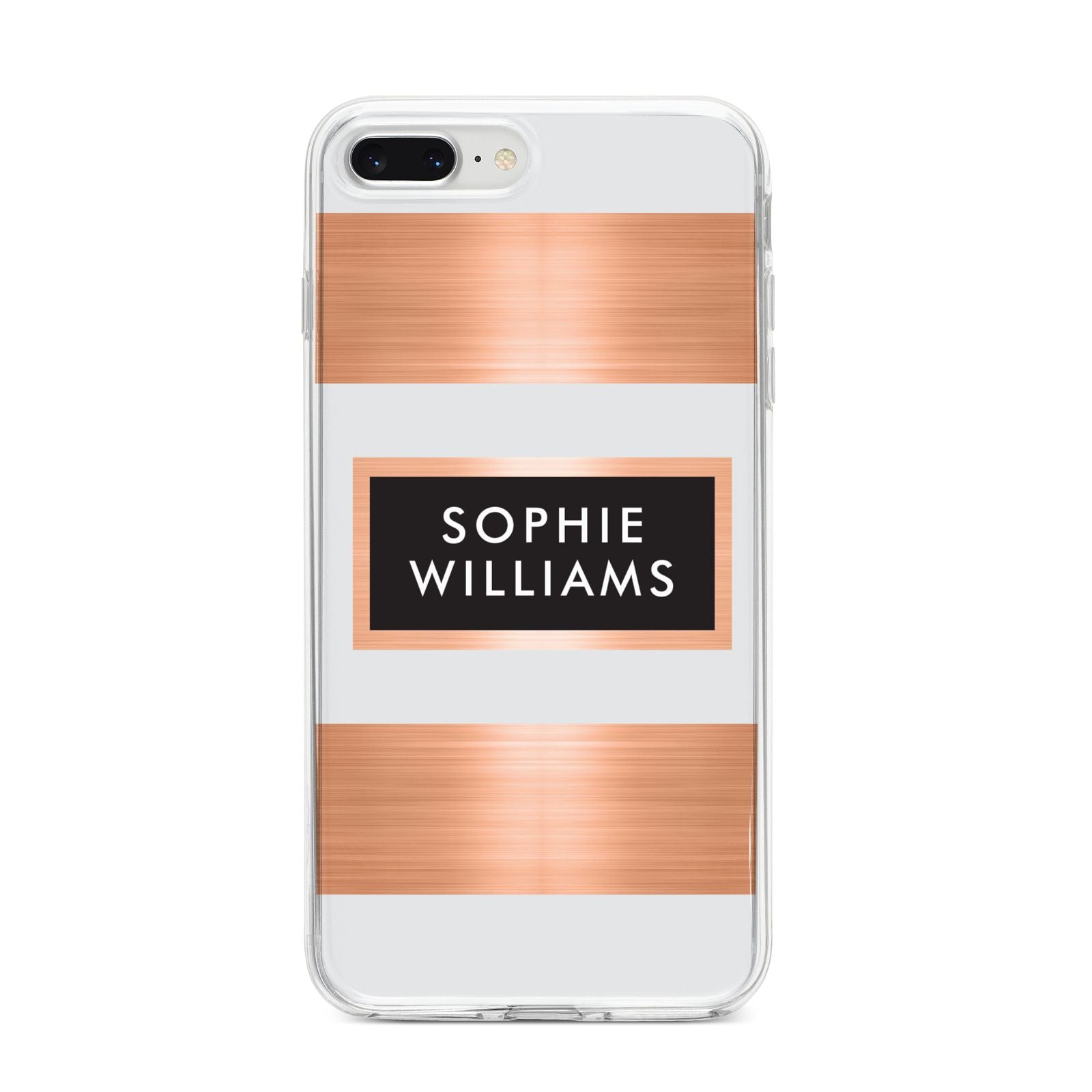 Personalised Rose Gold Name Text Initials iPhone 8 Plus Bumper Case on Silver iPhone