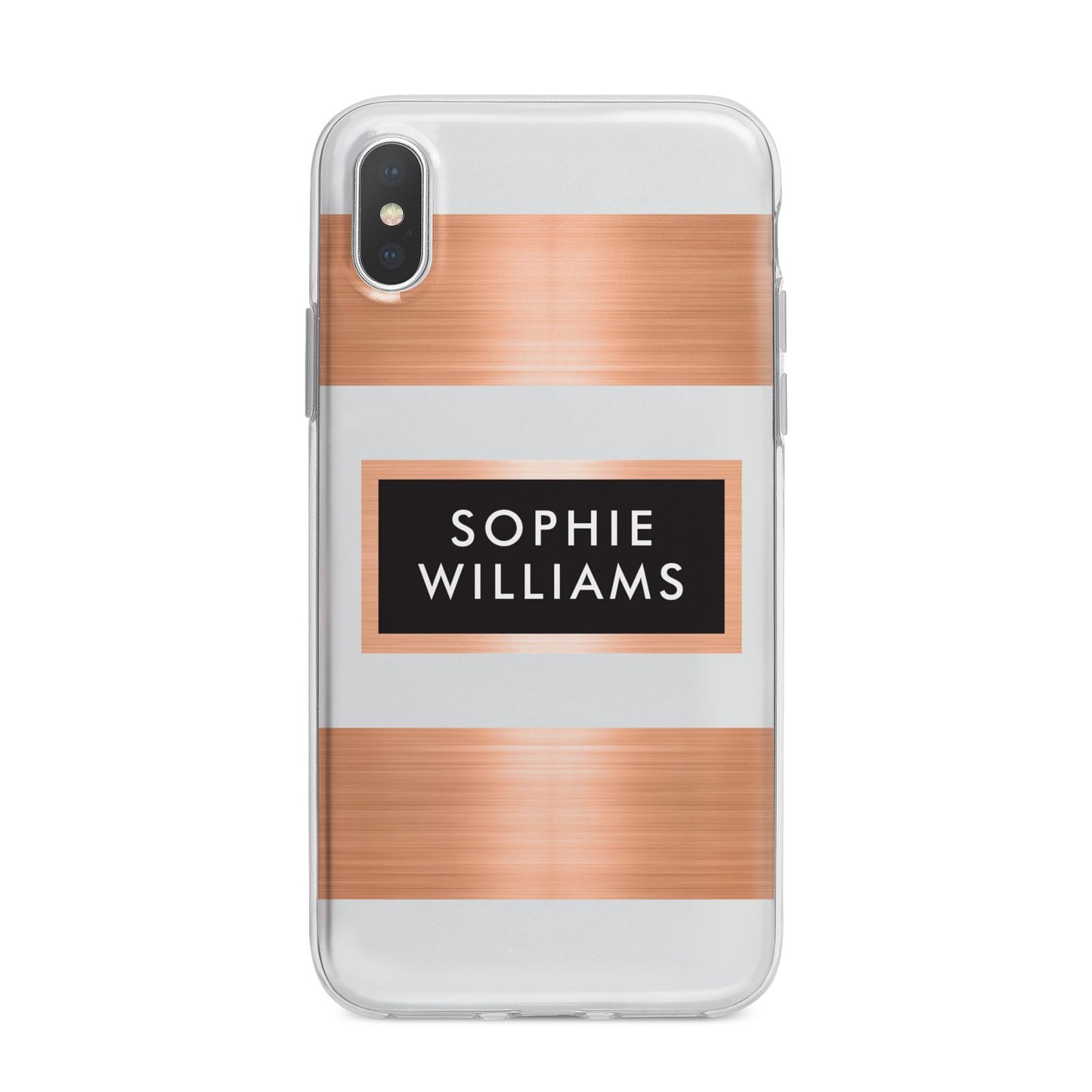 Personalised Rose Gold Name Text Initials iPhone X Bumper Case on Silver iPhone Alternative Image 1