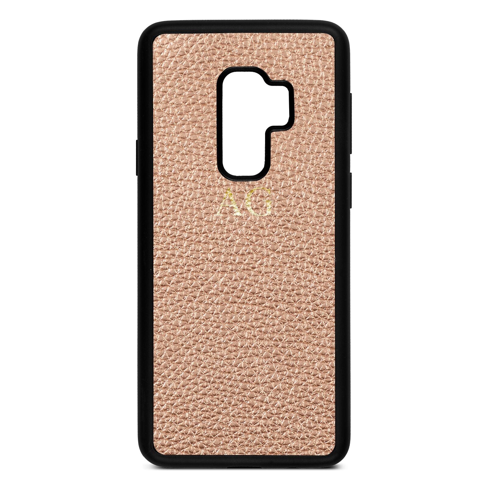 Personalised Rose Gold Pebble Leather Samsung S9 Plus Case