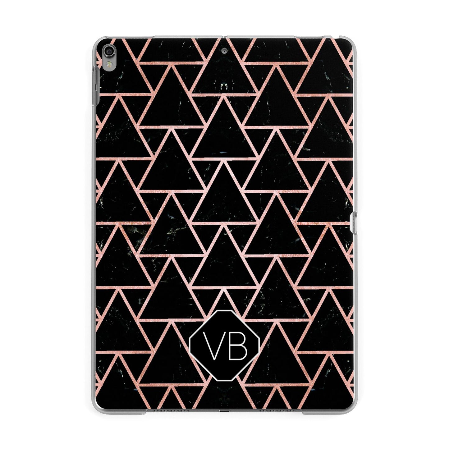 Personalised Rose Gold Triangle Marble Apple iPad Grey Case