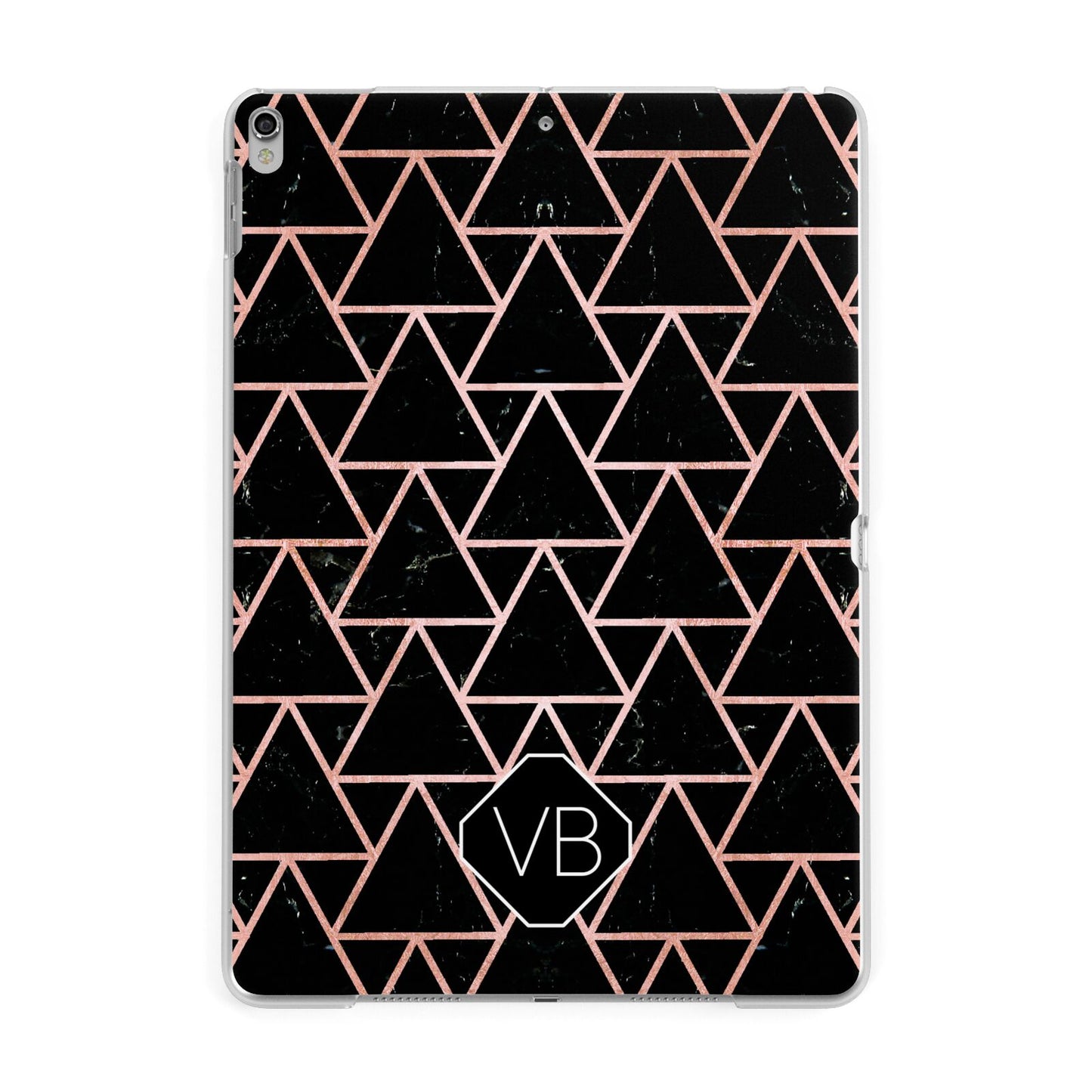 Personalised Rose Gold Triangle Marble Apple iPad Silver Case