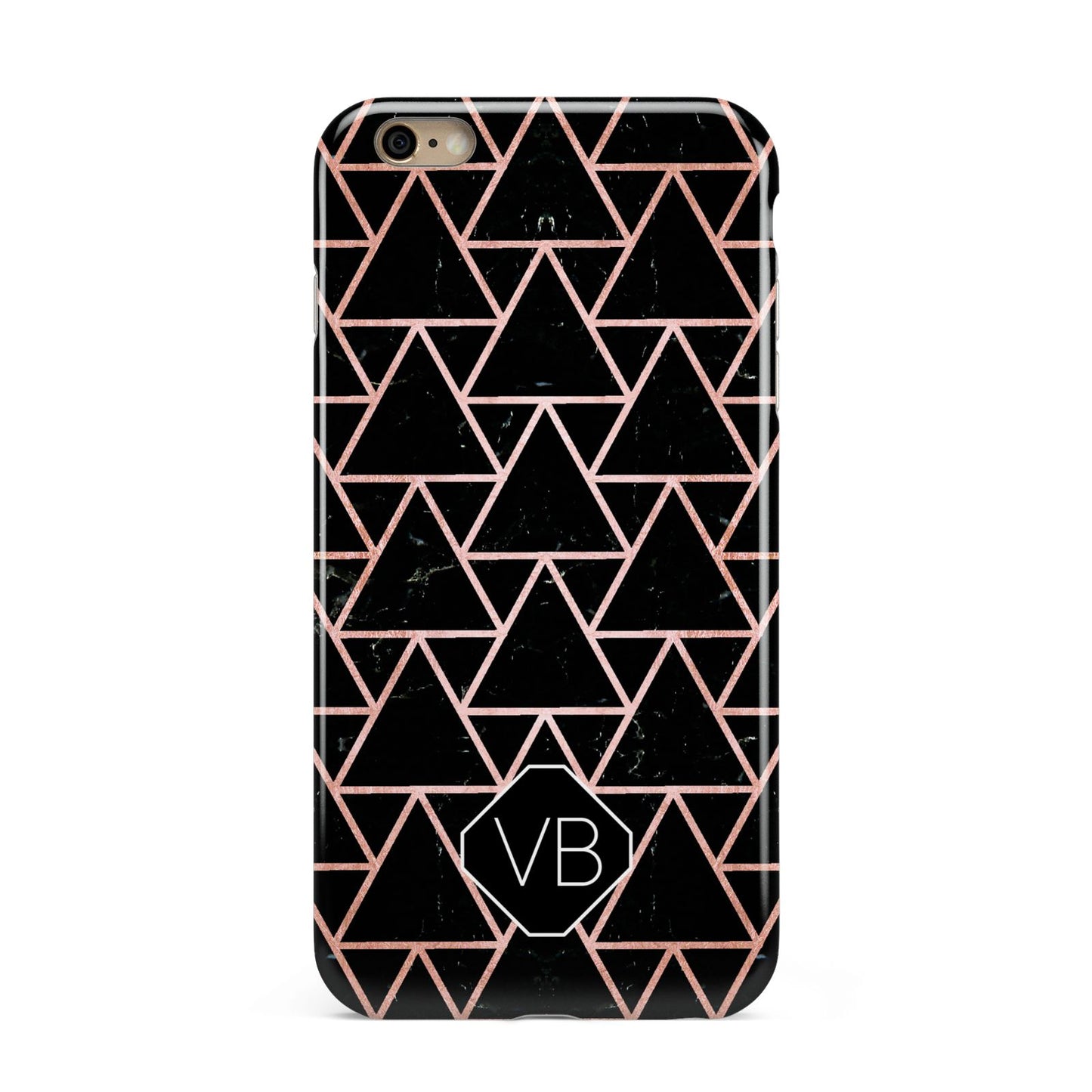 Personalised Rose Gold Triangle Marble Apple iPhone 6 Plus 3D Tough Case