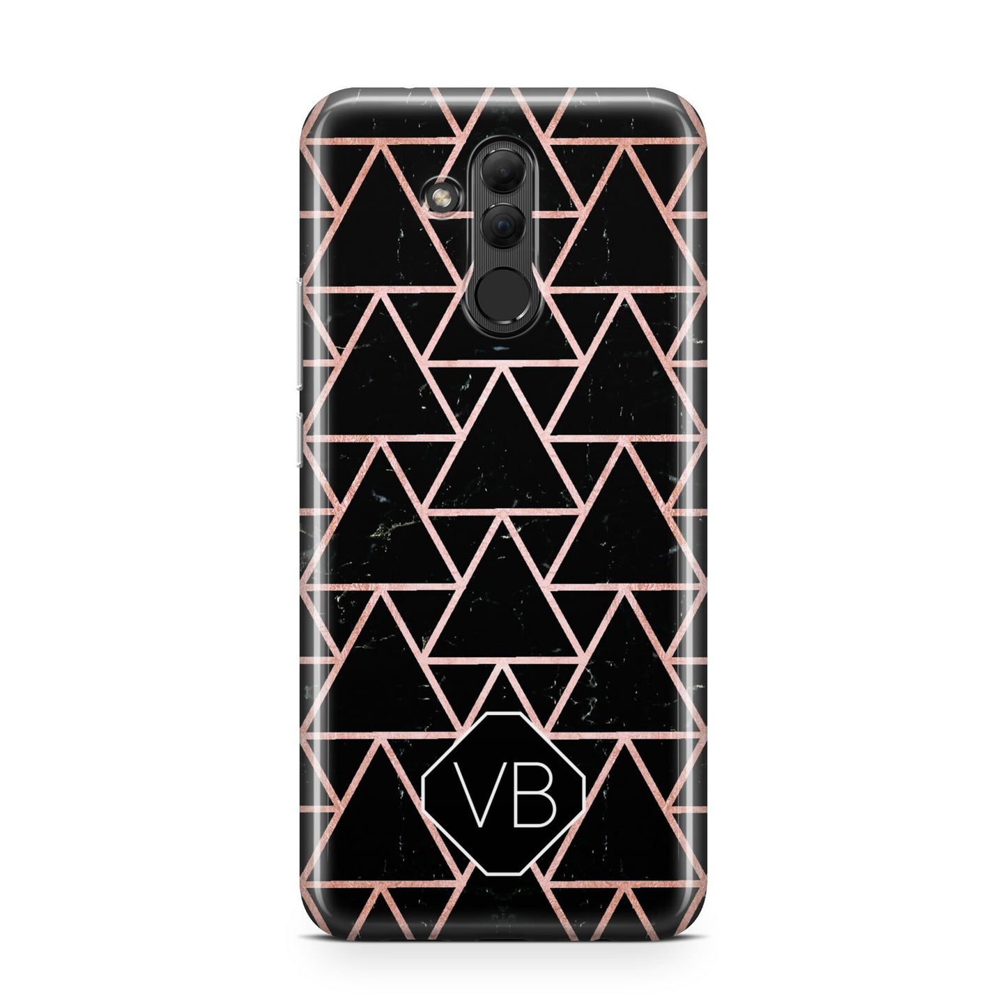 Personalised Rose Gold Triangle Marble Huawei Mate 20 Lite