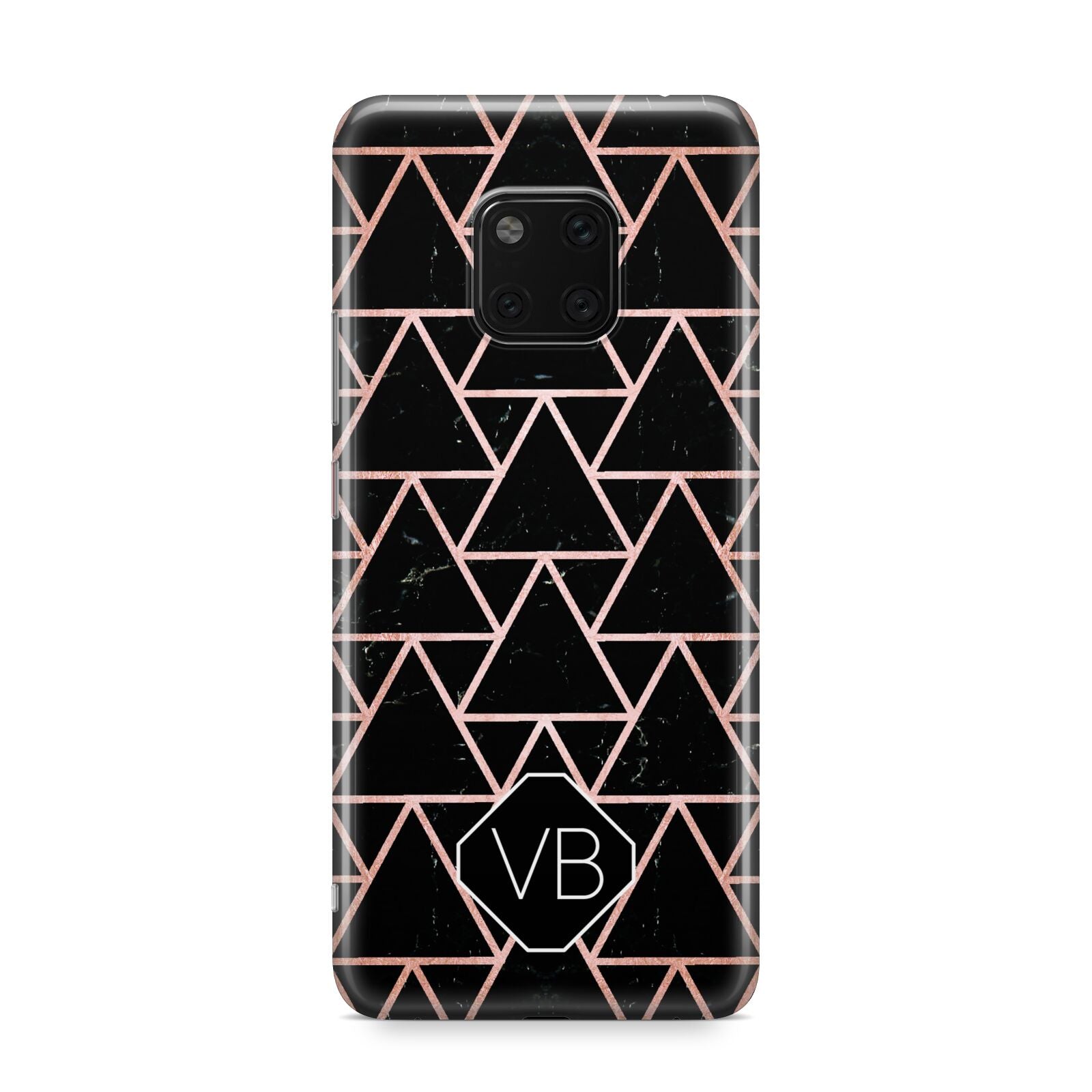 Personalised Rose Gold Triangle Marble Huawei Mate 20 Pro Phone Case