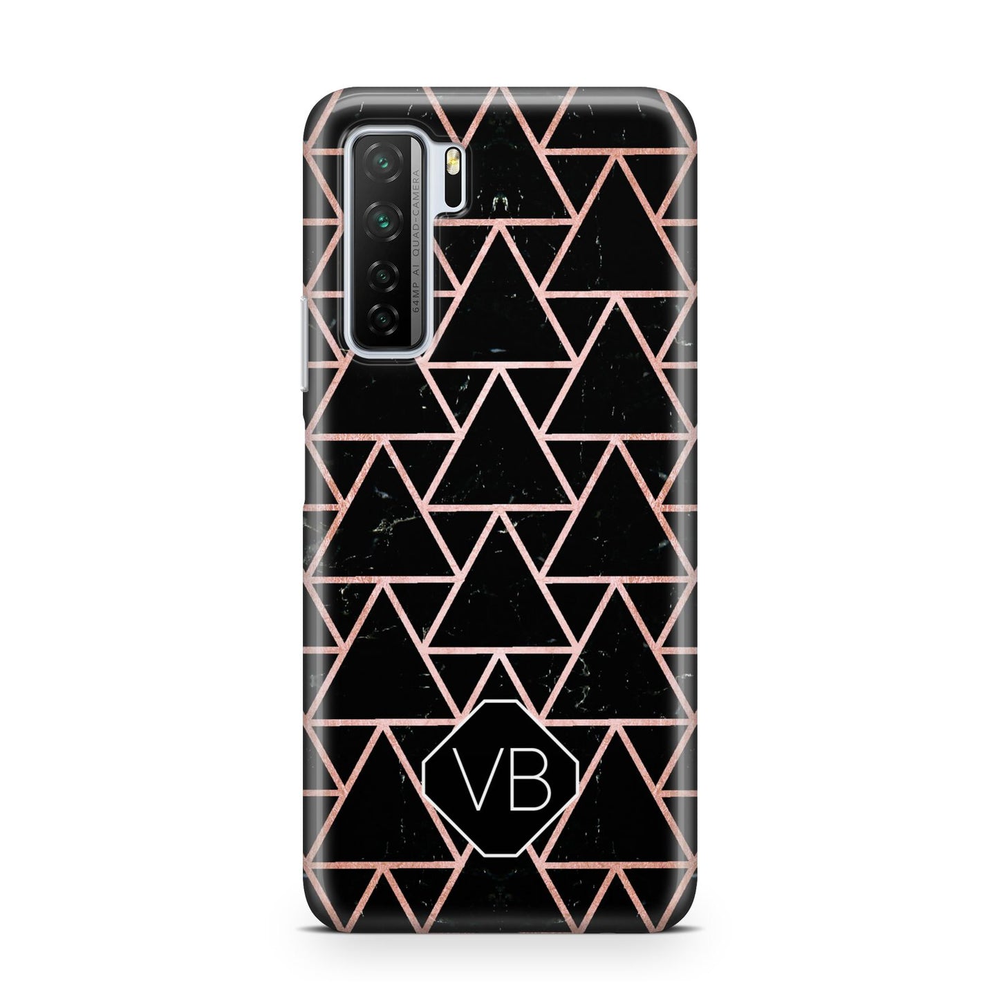 Personalised Rose Gold Triangle Marble Huawei P40 Lite 5G Phone Case