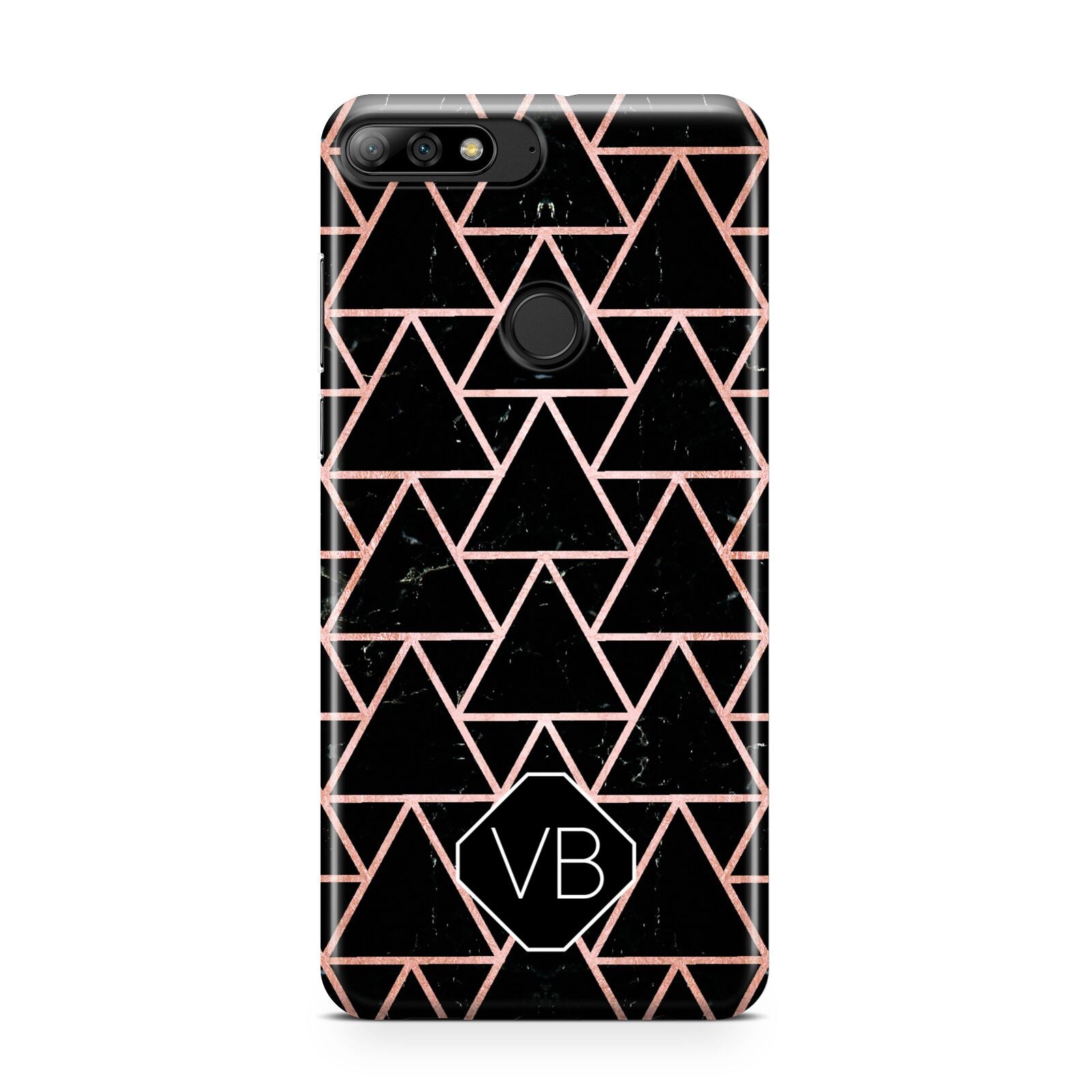 Personalised Rose Gold Triangle Marble Huawei Y7 2018