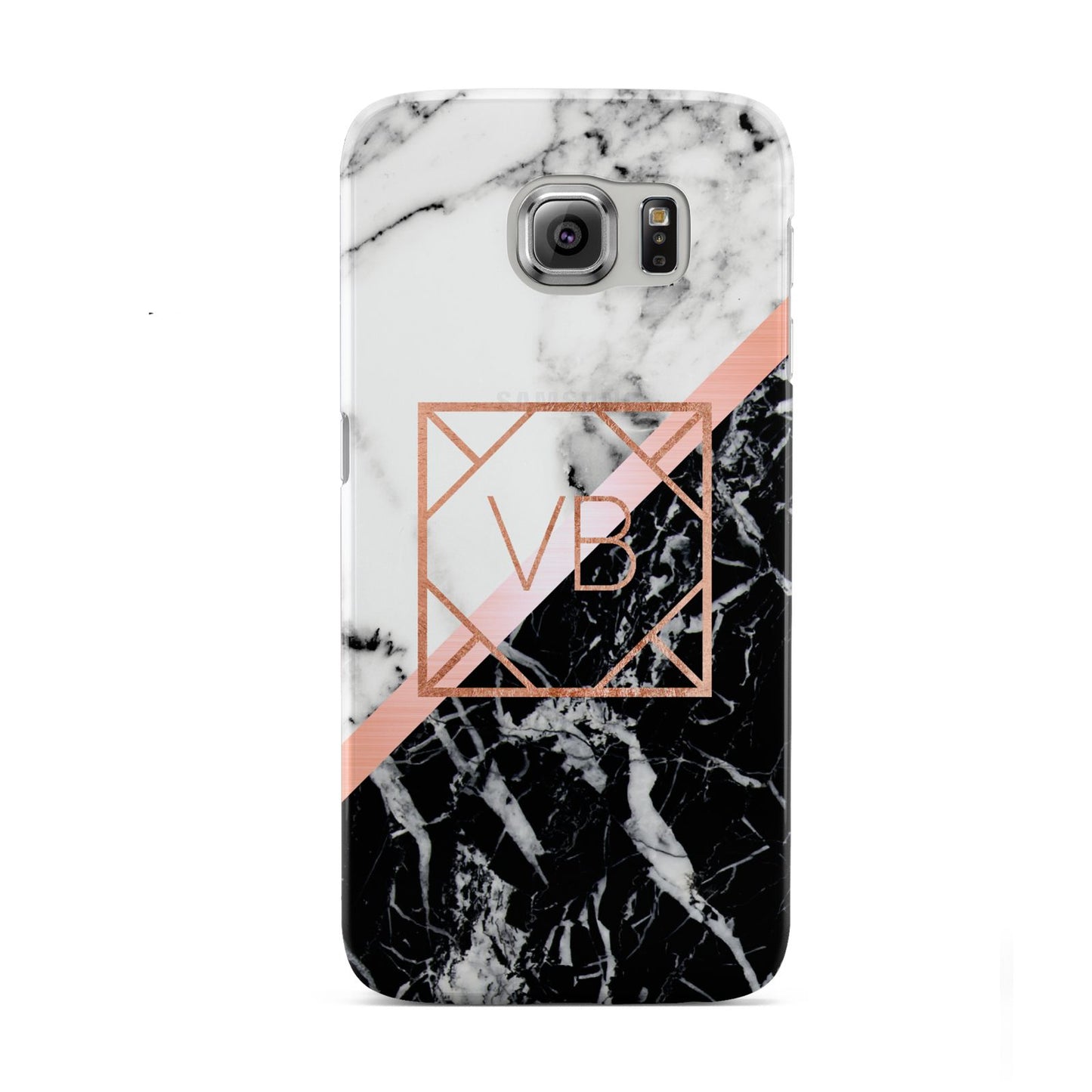 Personalised Rose Gold With Marble Initials Samsung Galaxy S6 Case