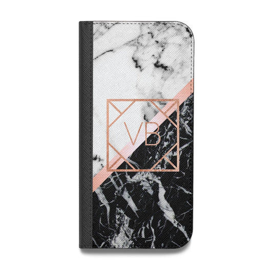 Personalised Rose Gold With Marble Initials Vegan Leather Flip Samsung Case