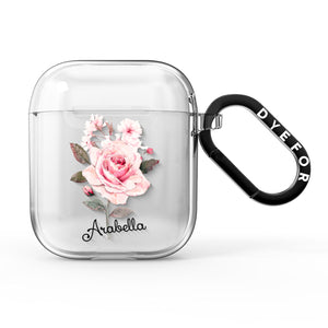 Personalisierte Rose mit Namen AirPods-Hülle