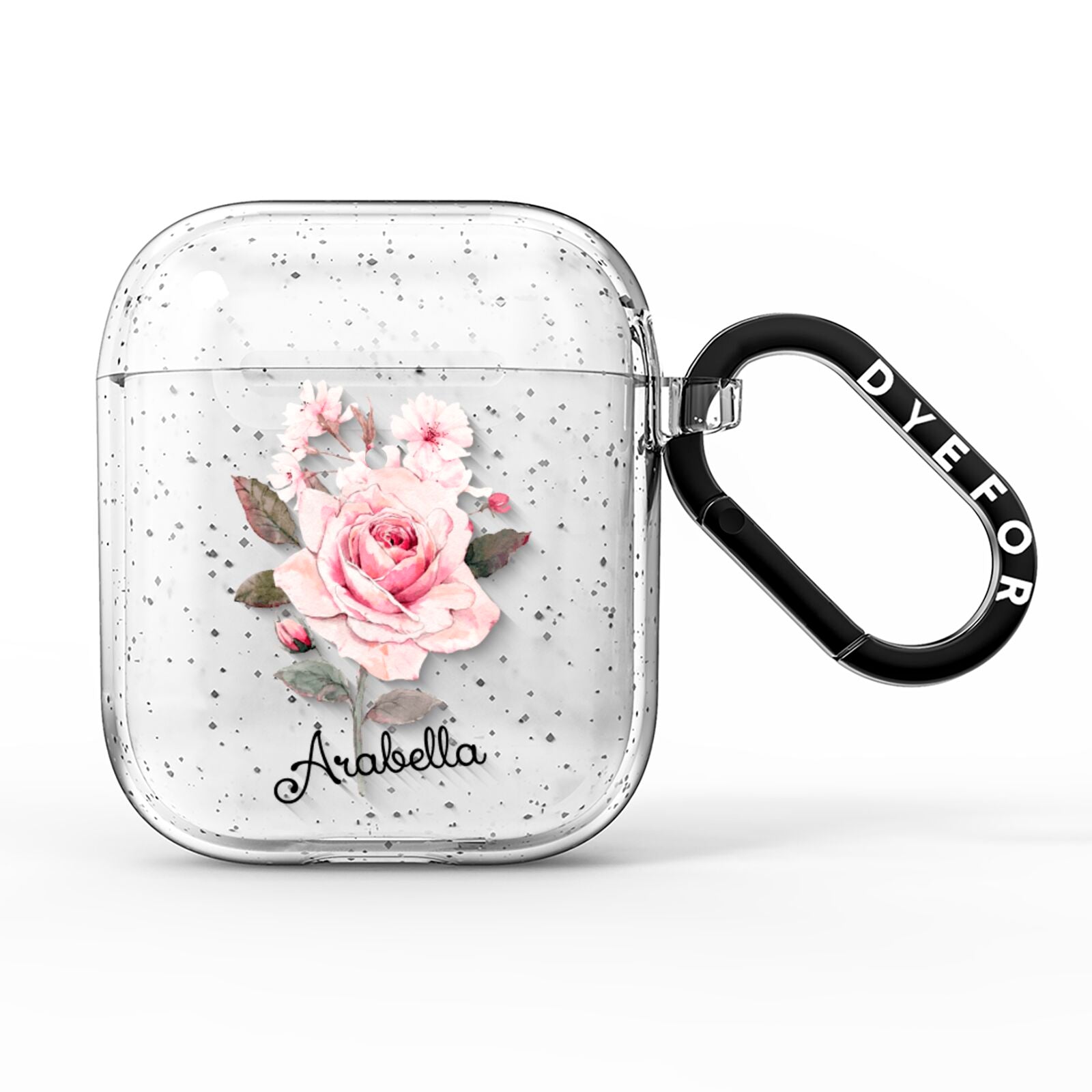 Personalised Rose with Name AirPods Glitter Case