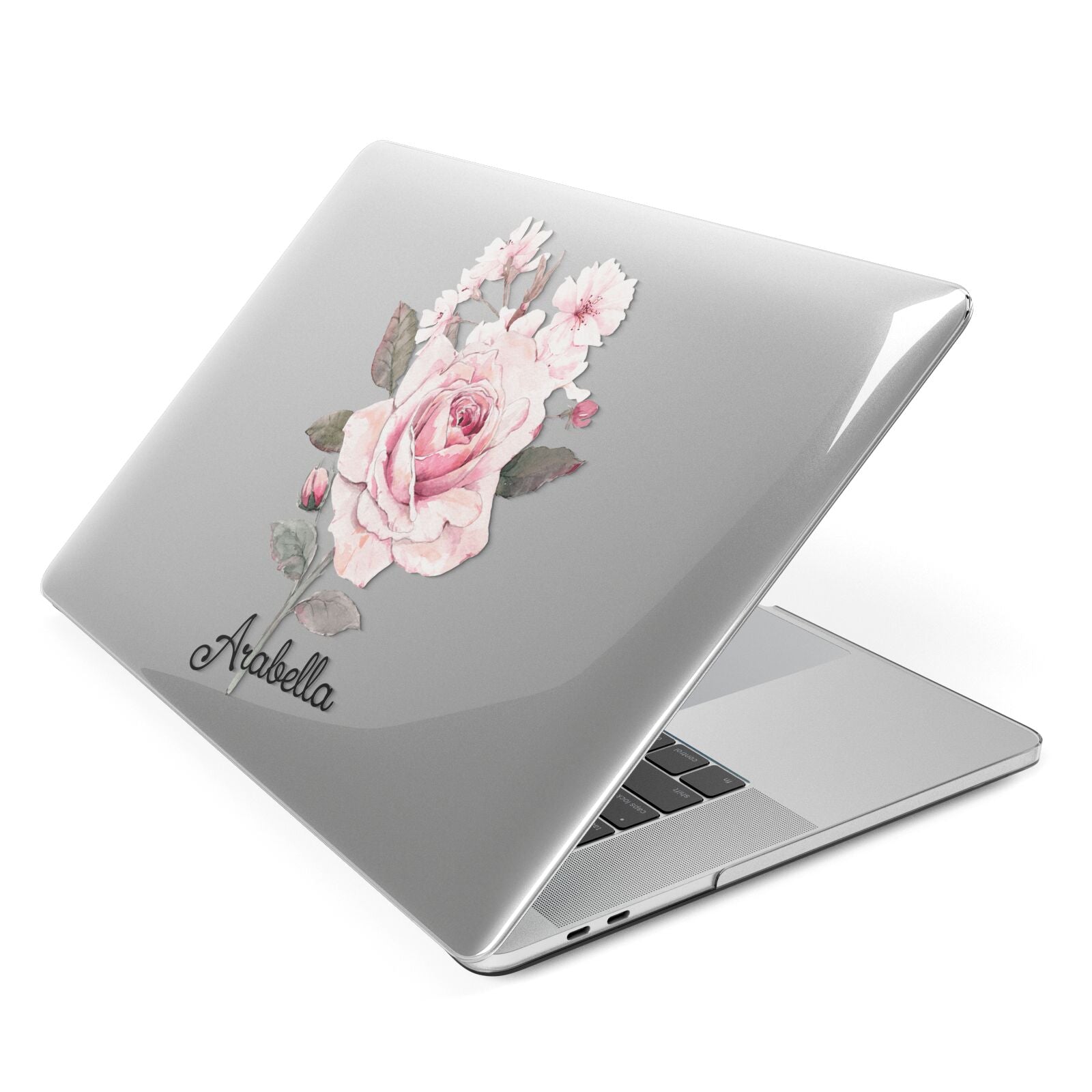 Personalised Rose with Name Apple MacBook Case Side View