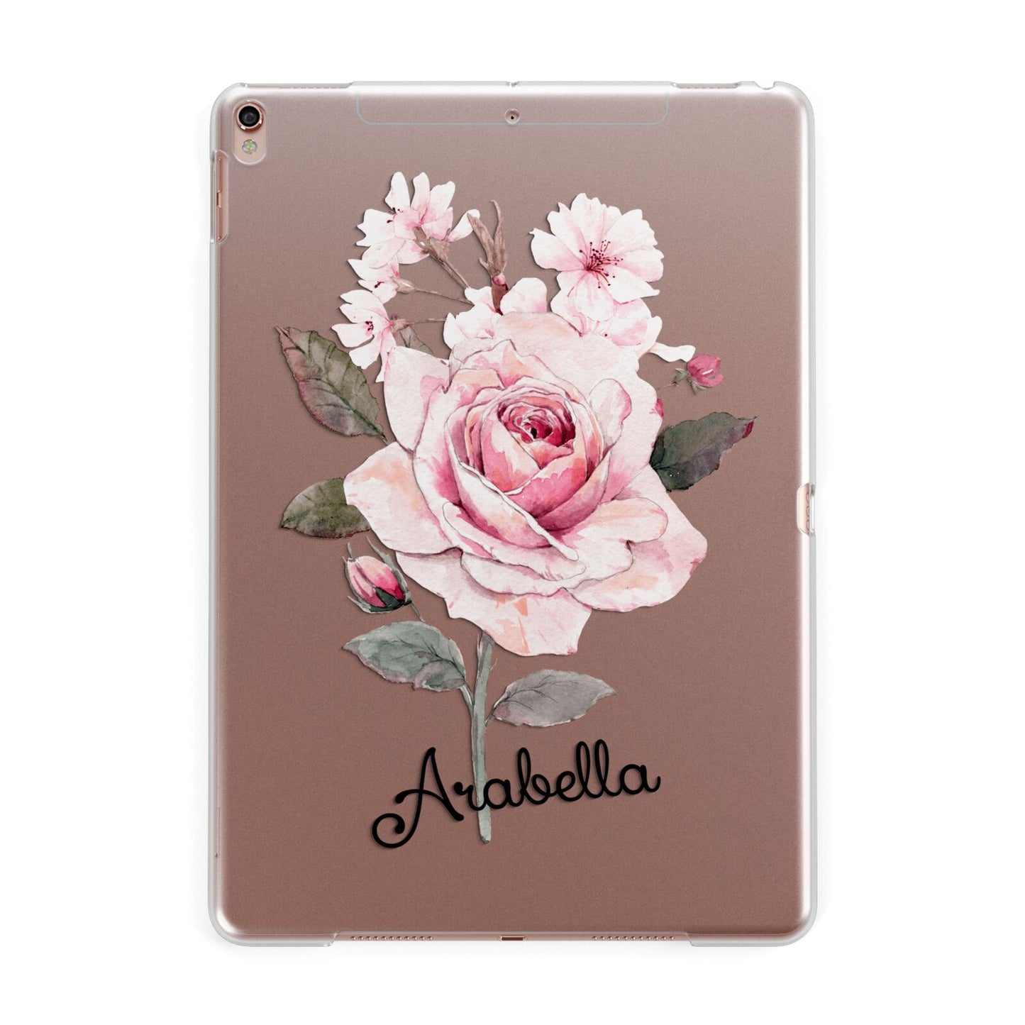 Personalised Rose with Name Apple iPad Rose Gold Case