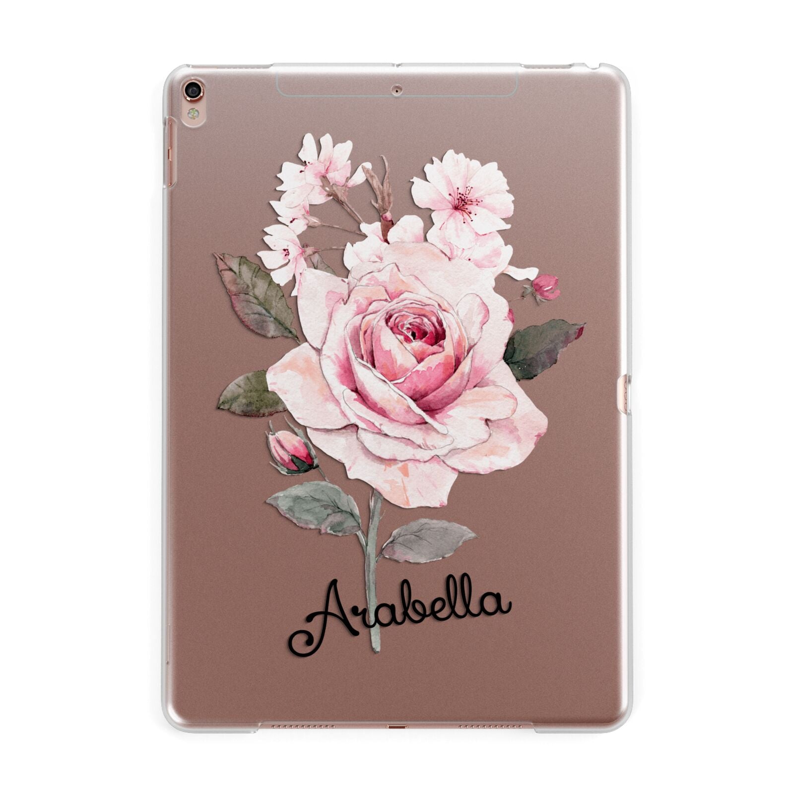 Personalised Rose with Name Apple iPad Rose Gold Case